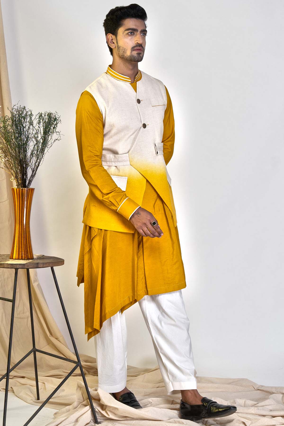 Ombre Sadri Jacket & Kurta Set
