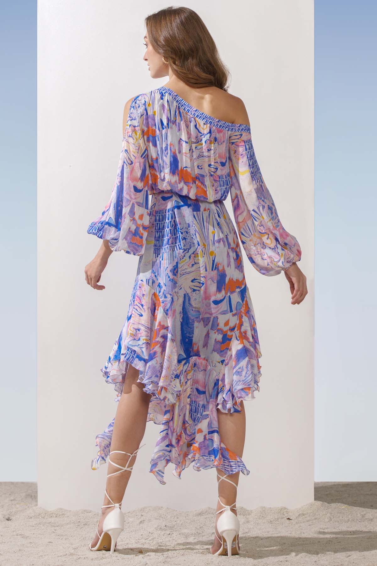 One Off Shoulder Printed Dress