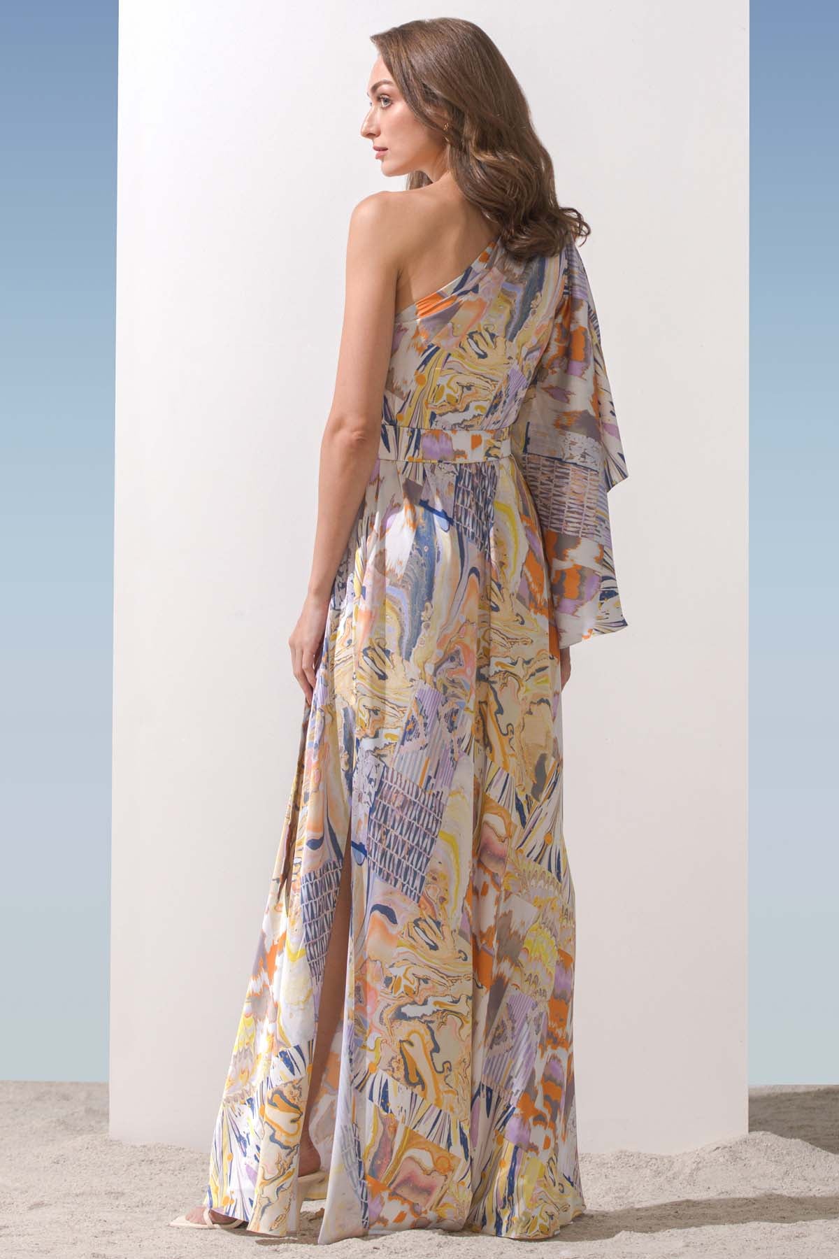 One Shoulder Belted Kaftan