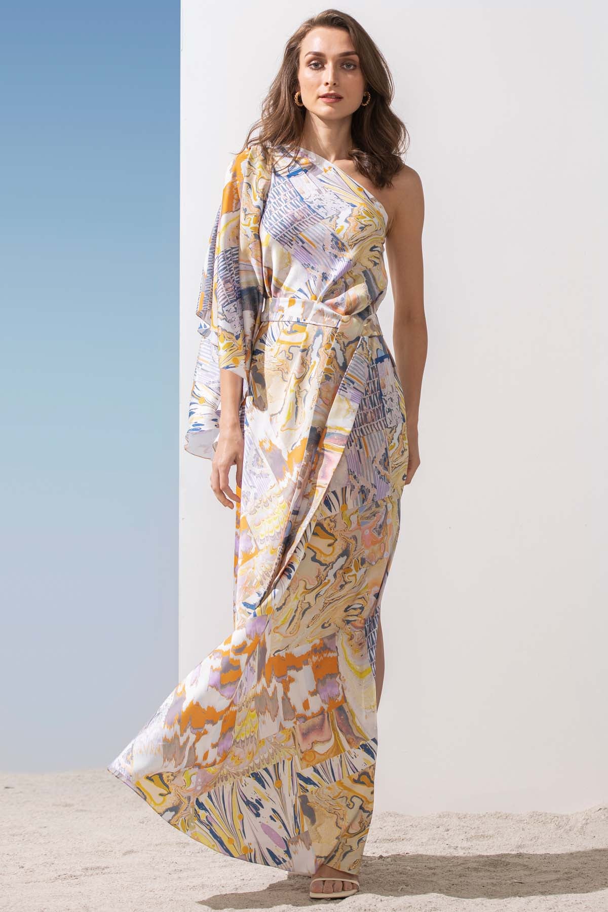 One Shoulder Belted Kaftan