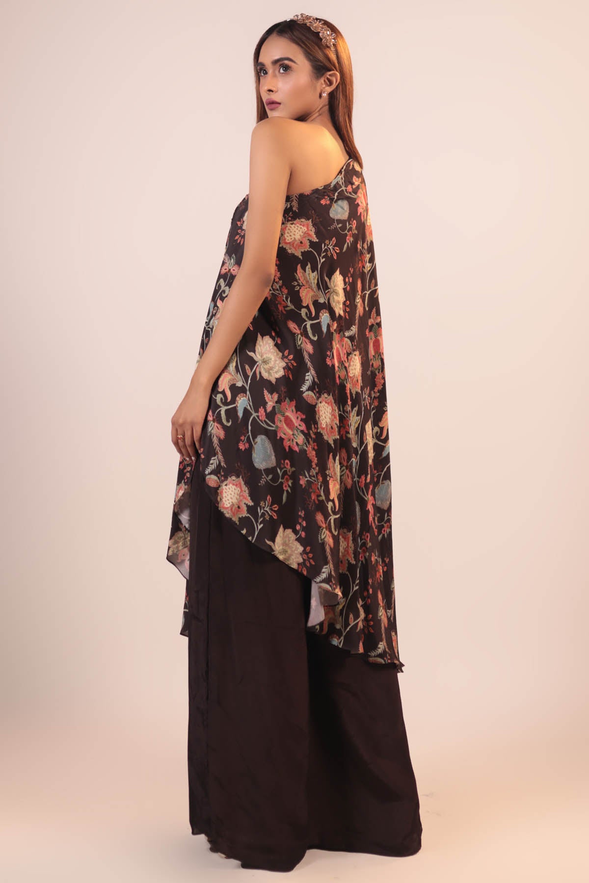 One Shoulder Floral Kurta Set