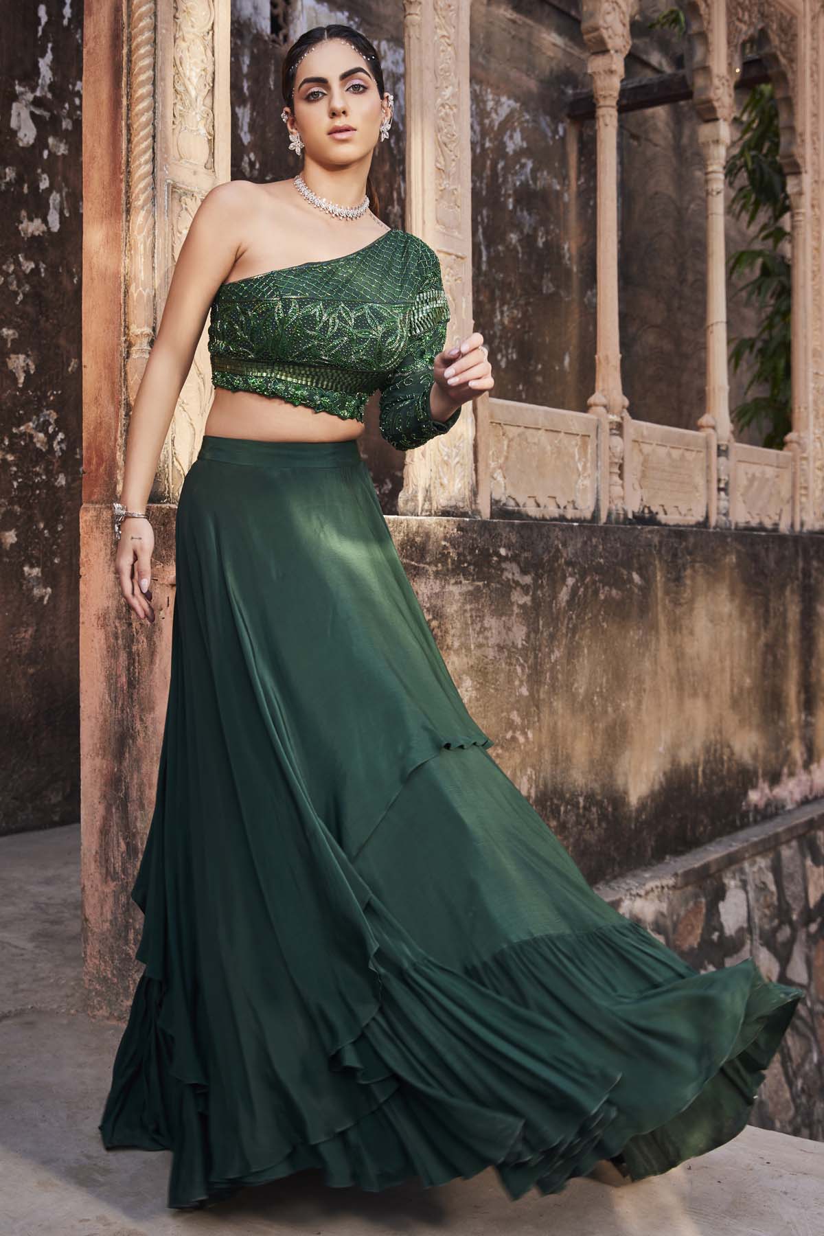 One Shoulder Top & Skirt Set