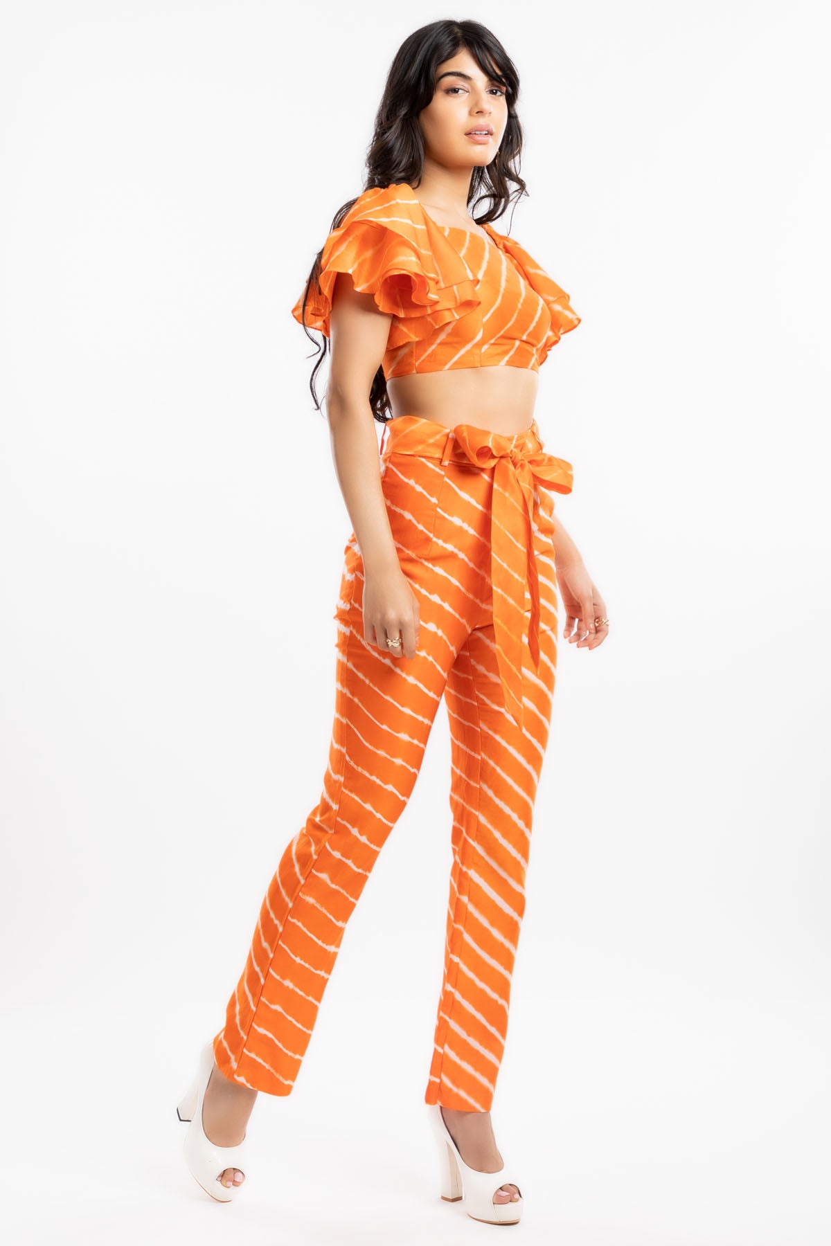 Orange Chanderi Crop Top