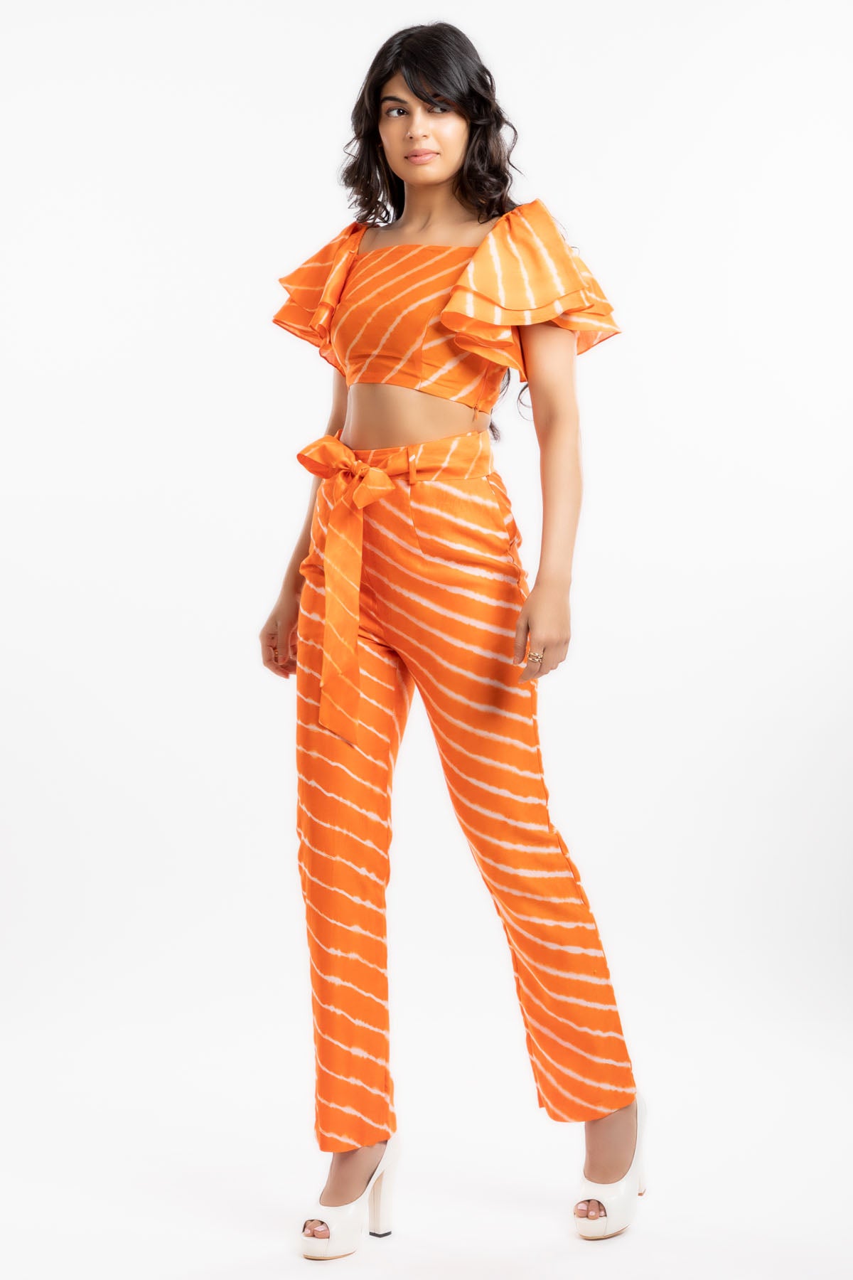 Orange Front Tie-up Trousers