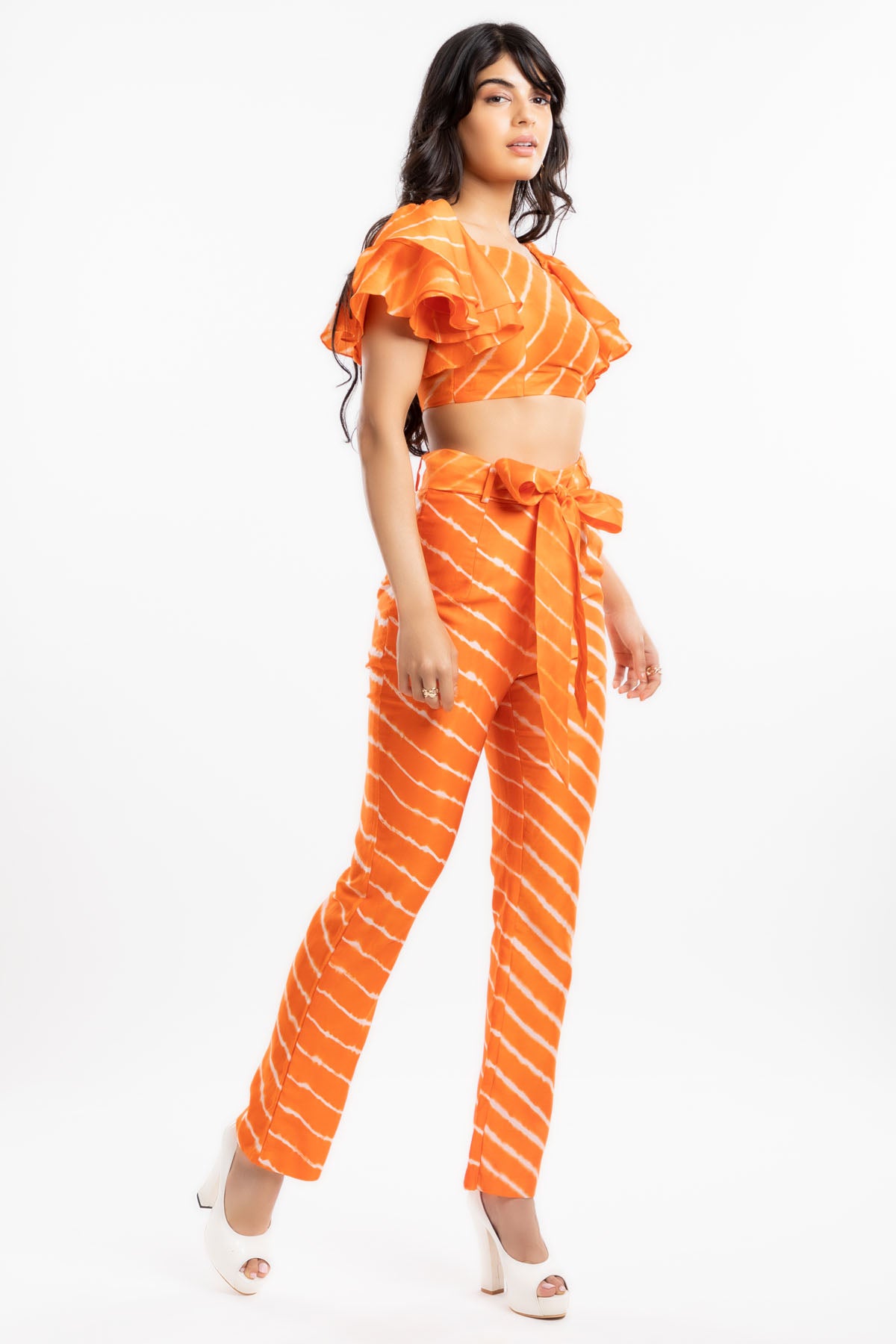 Orange Front Tie-up Trousers