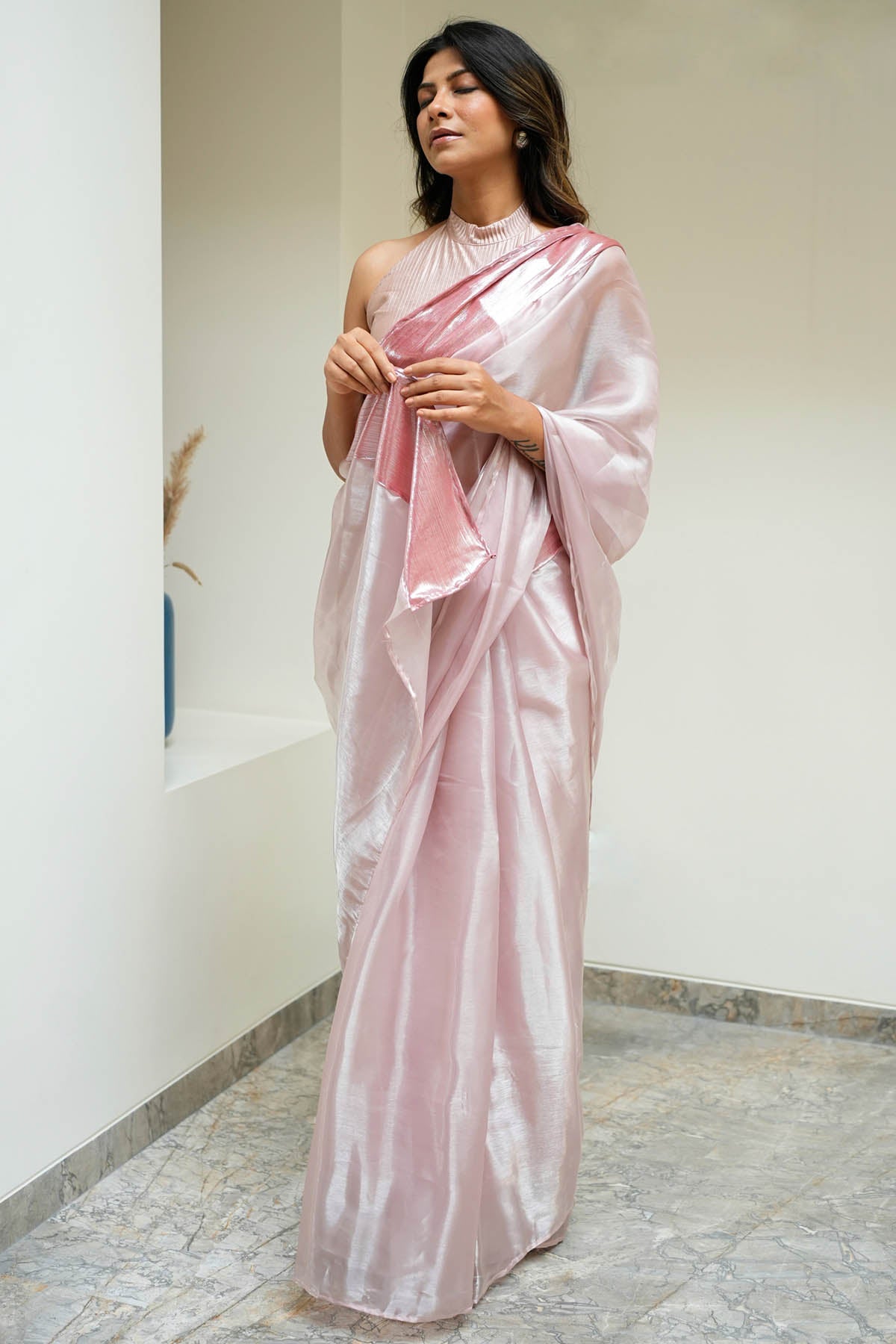 Organza Mauve Drape Saree