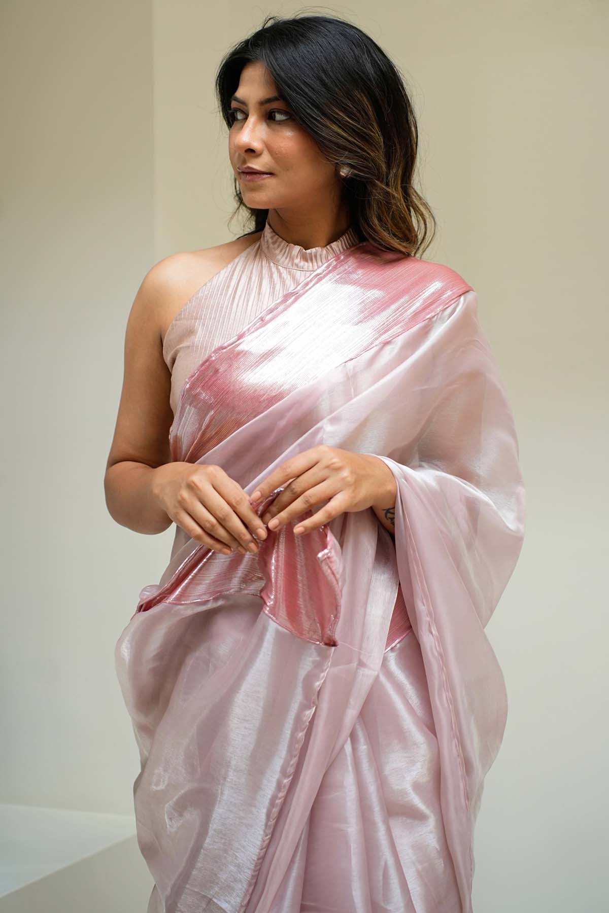 Organza Mauve Drape Saree