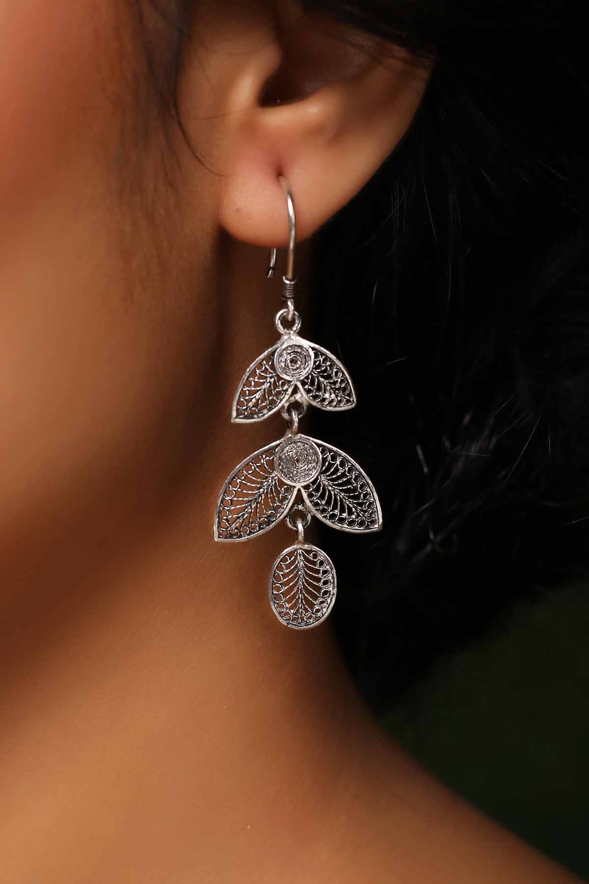 Filigree Art in Oxidised Silver Earrings