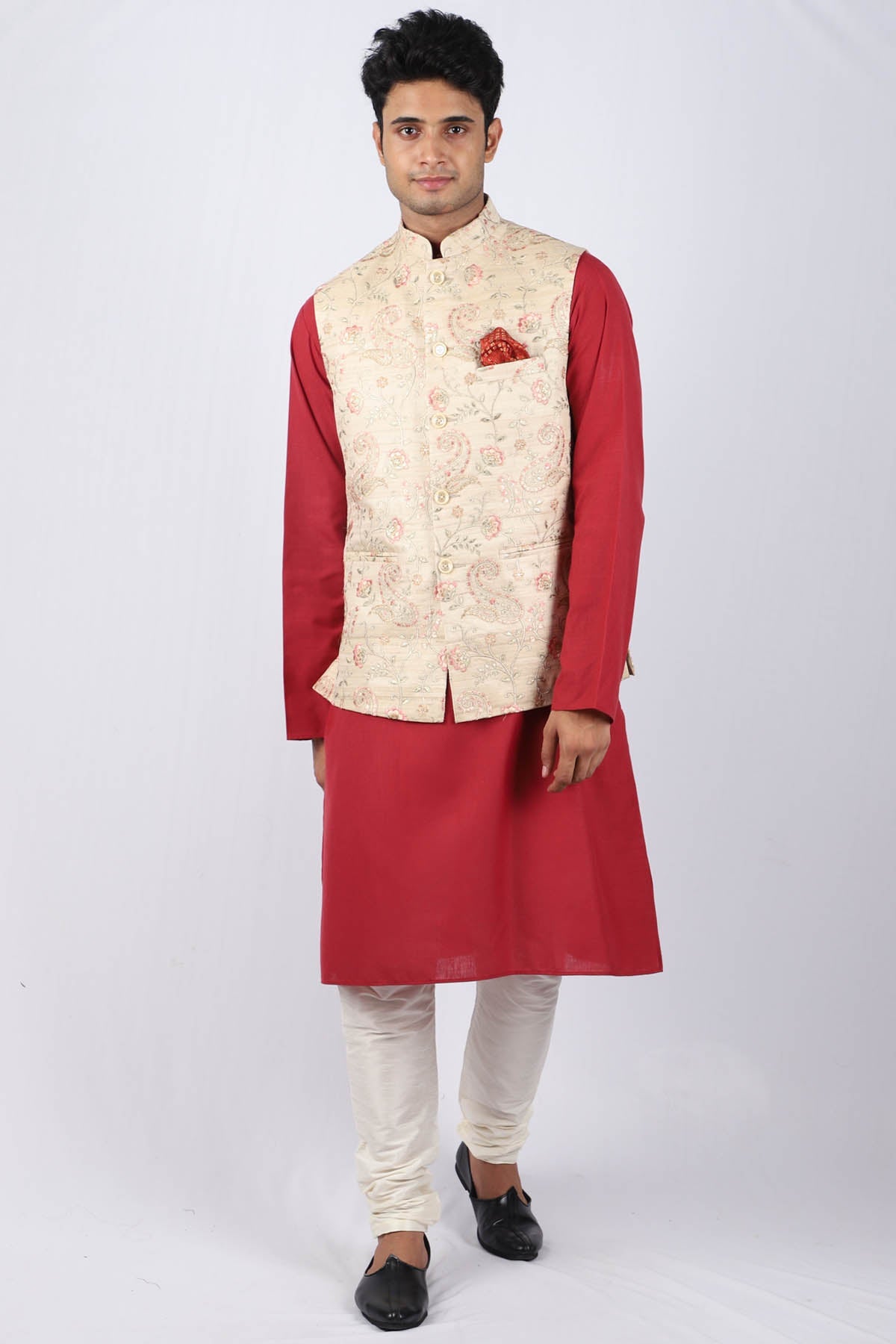 Buy Paisley Jacket With Kurta Set For Men Available online at ScrollnShops