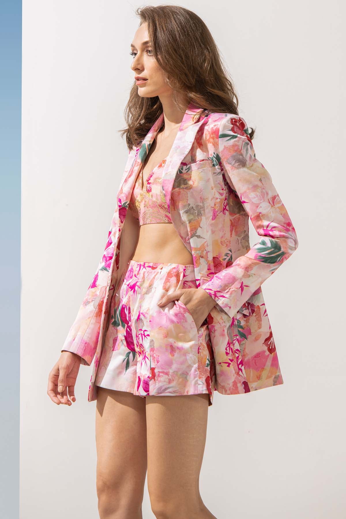 Pastel Printed Jacket Set