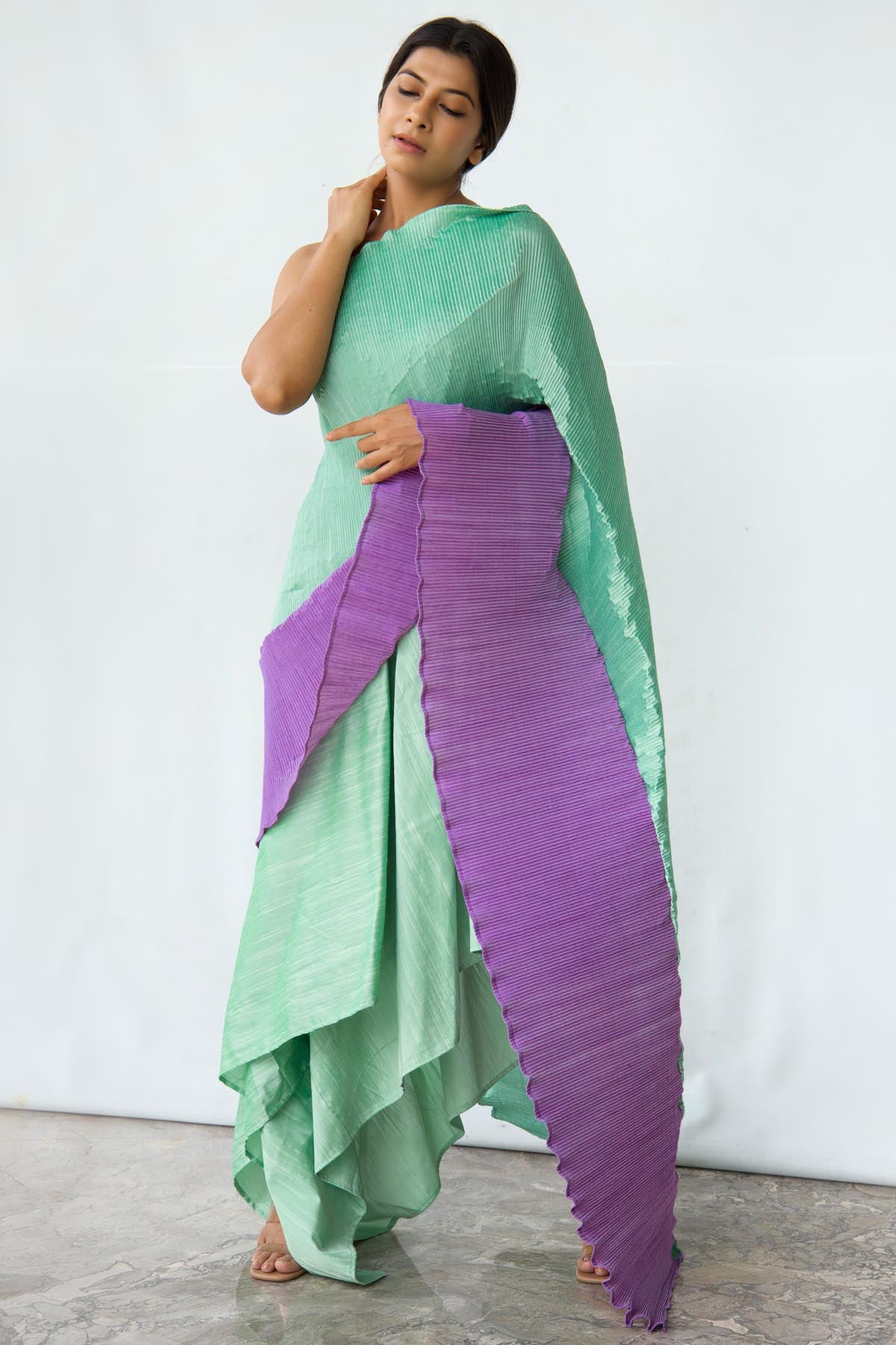 Buy Pastel Silk Ready To Wear Saree For Women's available at ScrollnShops