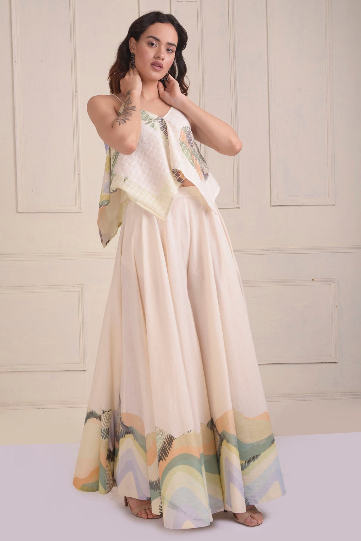 Patchwork Crop Top & Sharara Set