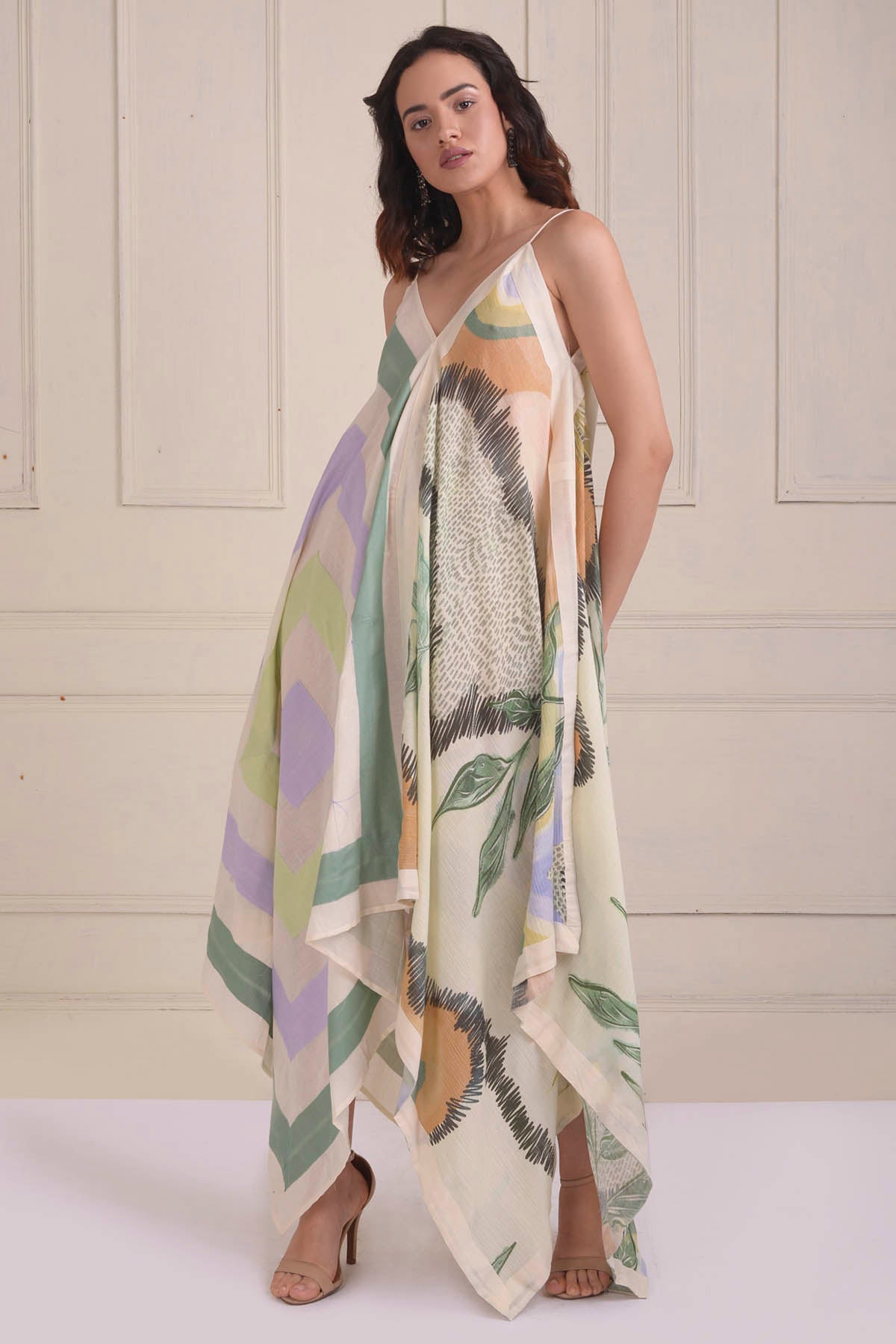 Patchwork Printed Handkerchief Dress