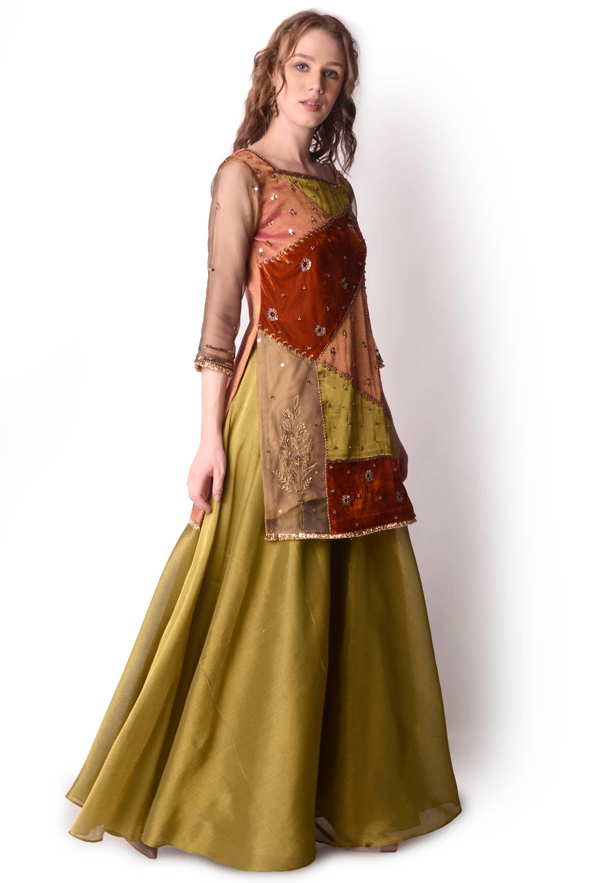 Multicolor Patchwork Kurta Set