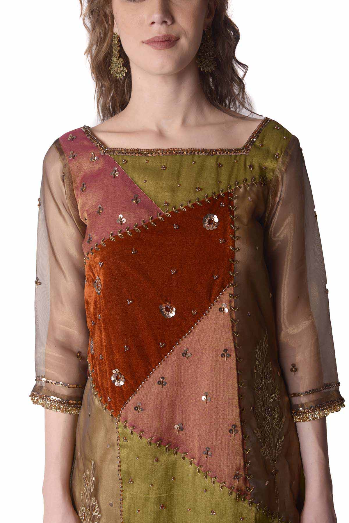 Multicolor Patchwork Kurta Set