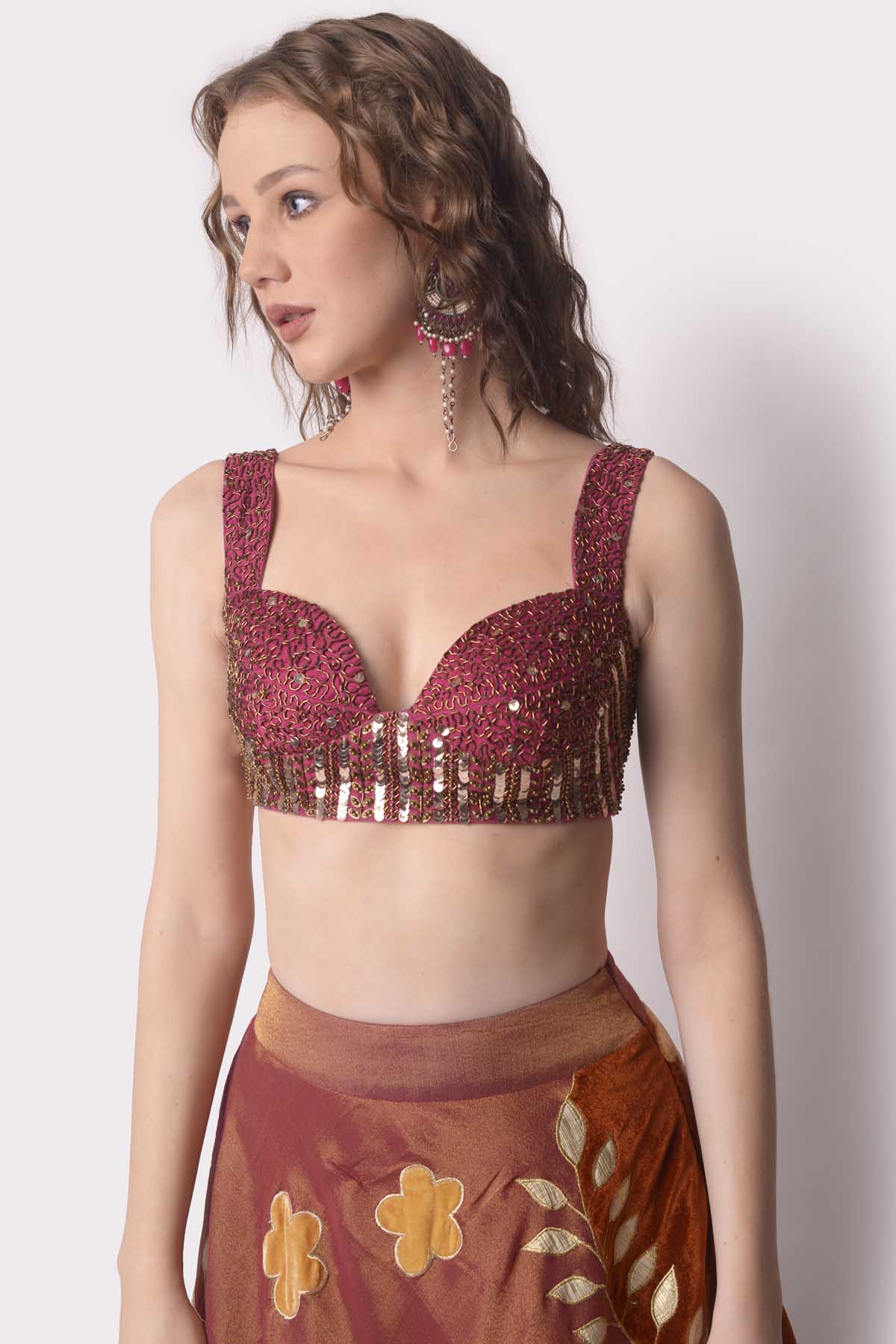 Patchwork Tissue Lehenga Set