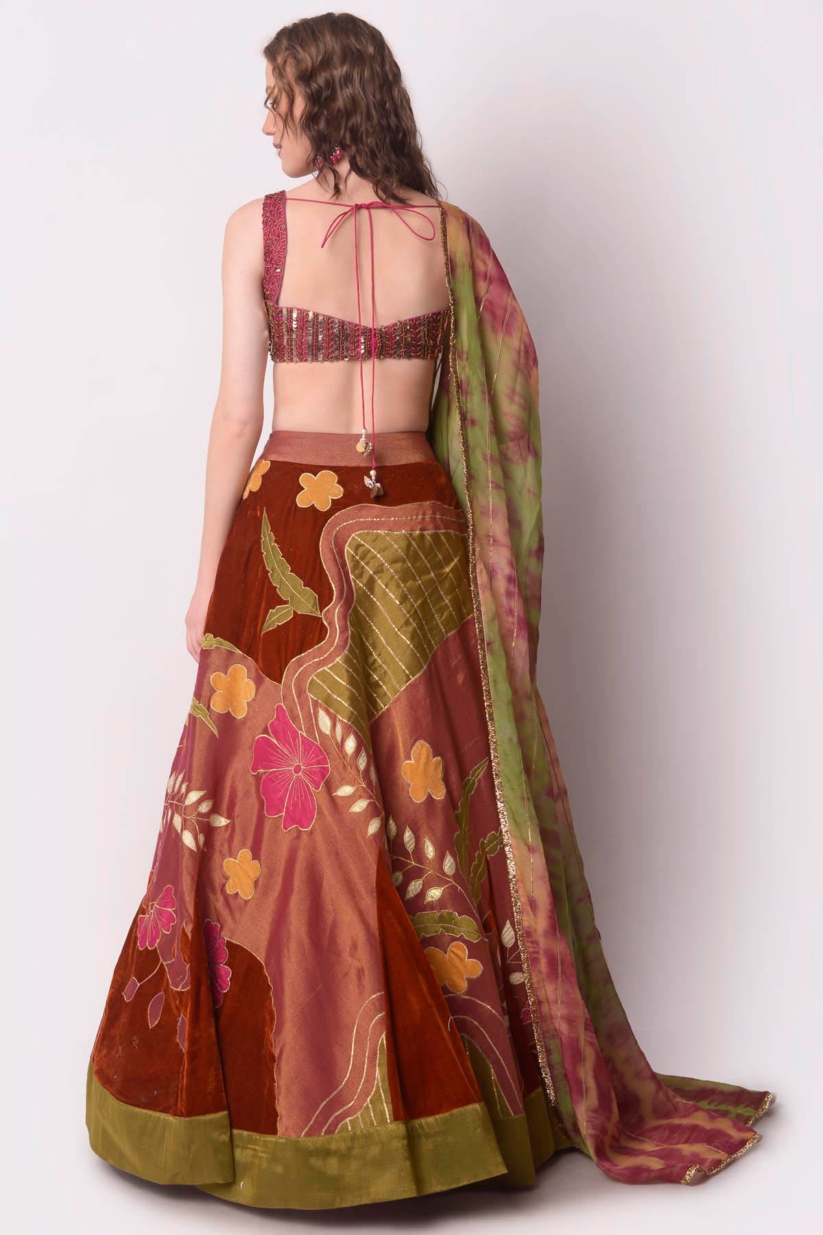Patchwork Tissue Lehenga Set