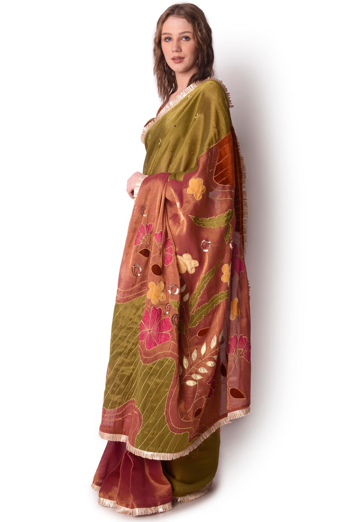 Patchwork Tissue Saree & Blouse