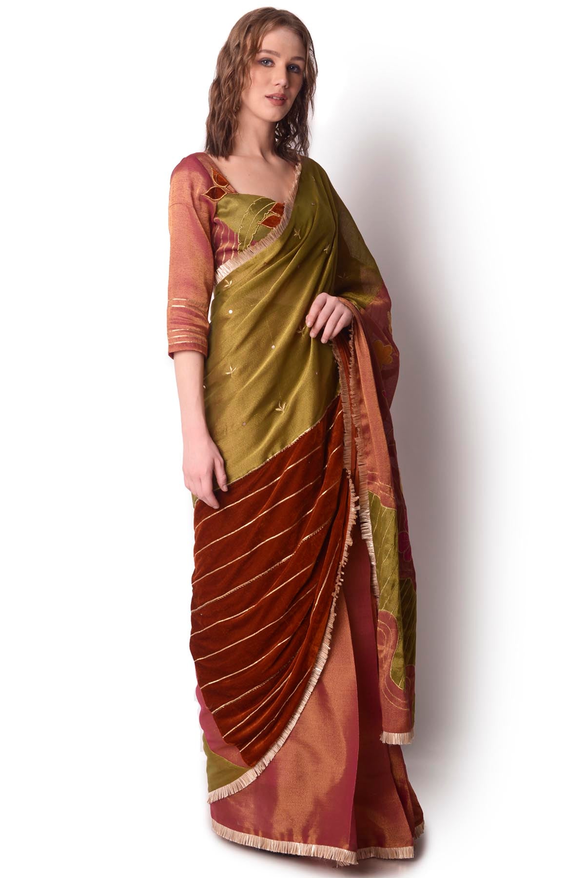 Patchwork Tissue Saree & Blouse