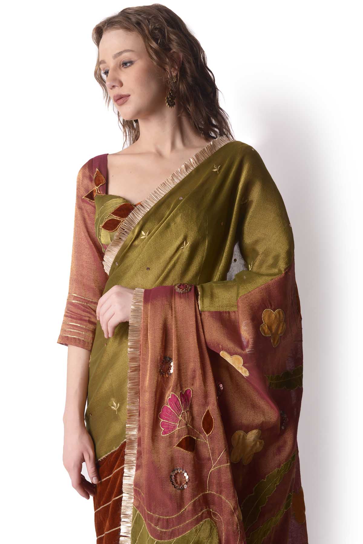 Patchwork Tissue Saree & Blouse