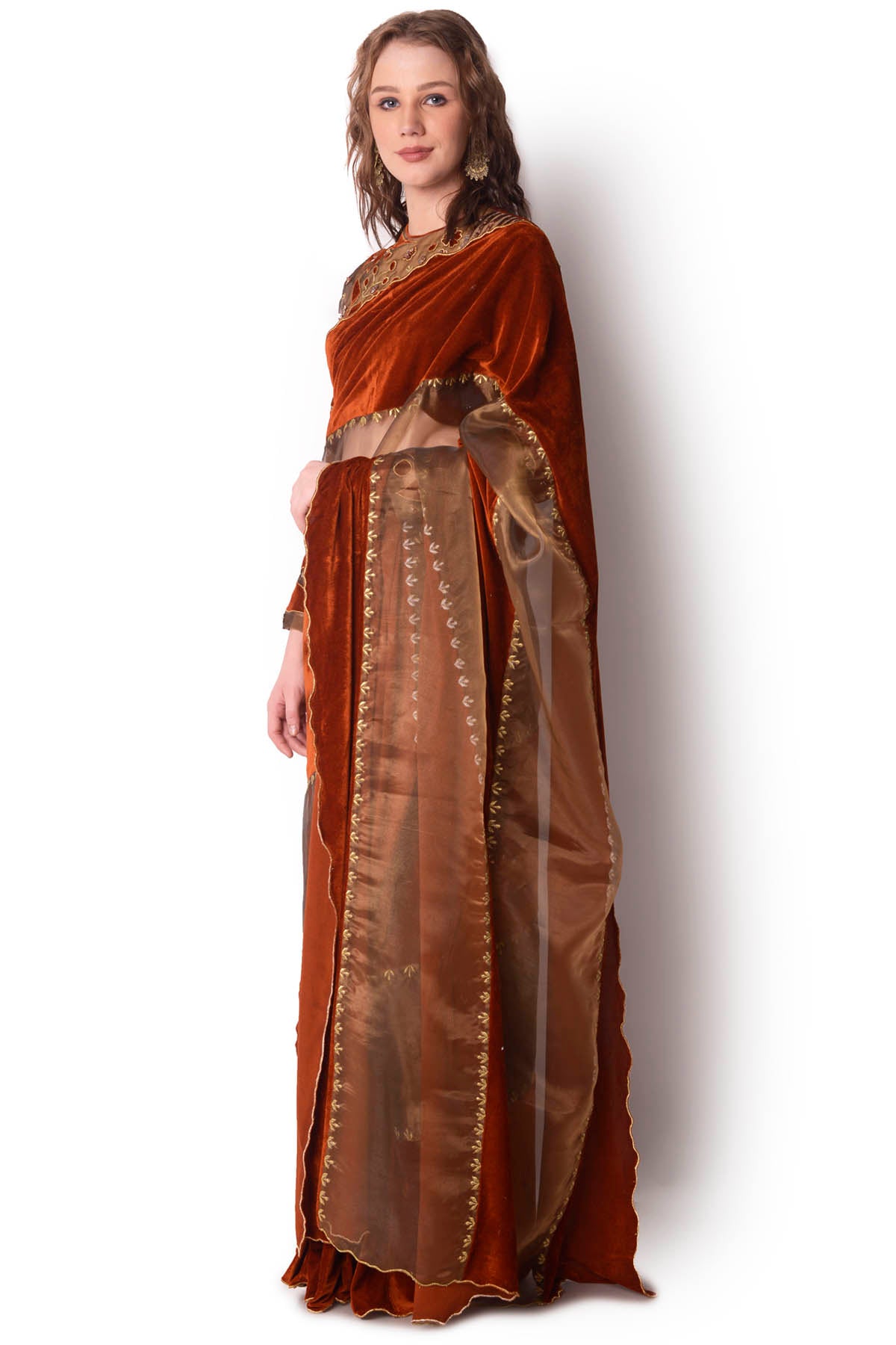 Patchwork Velvet Saree & Blouse