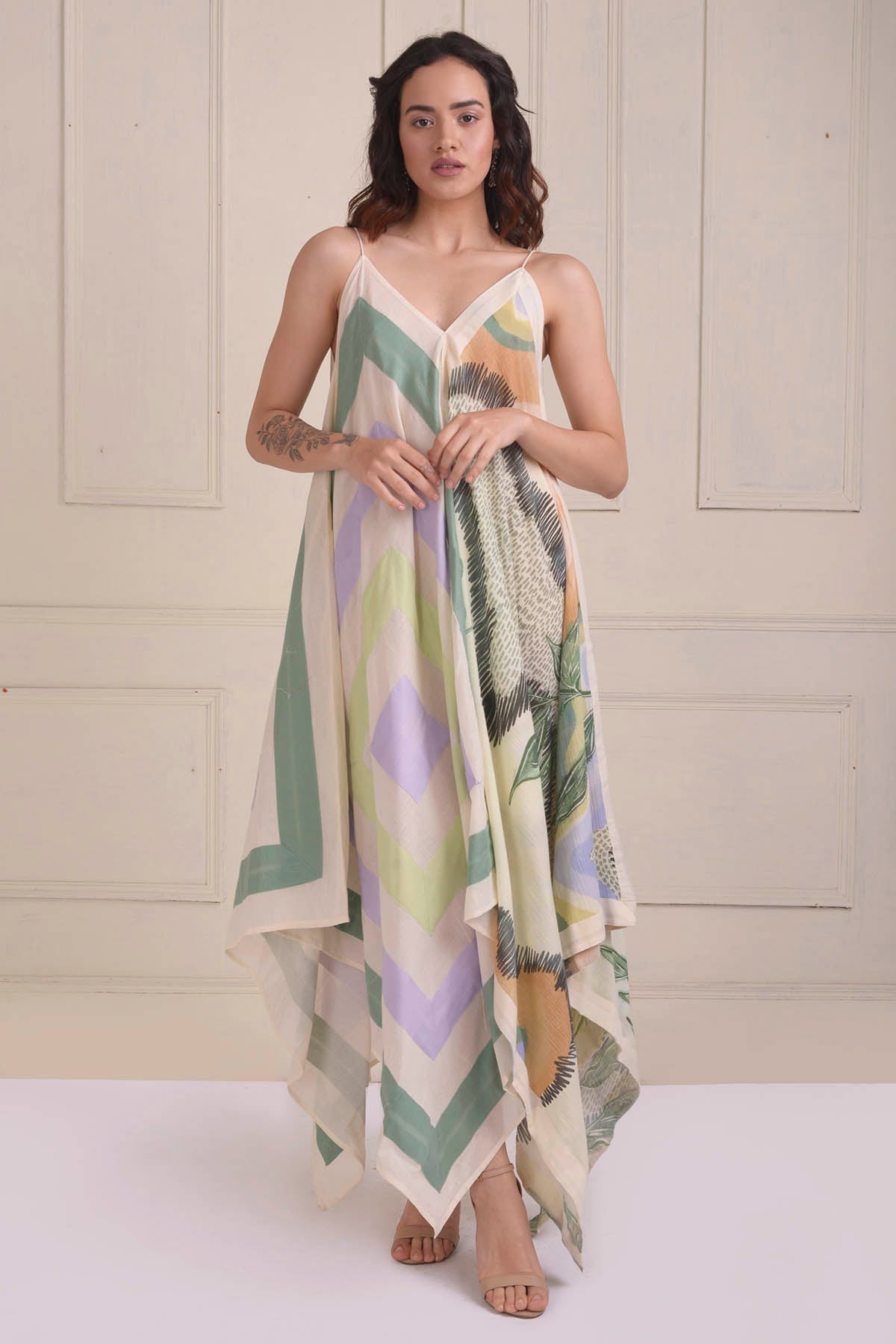 Patchwork Printed Handkerchief Dress