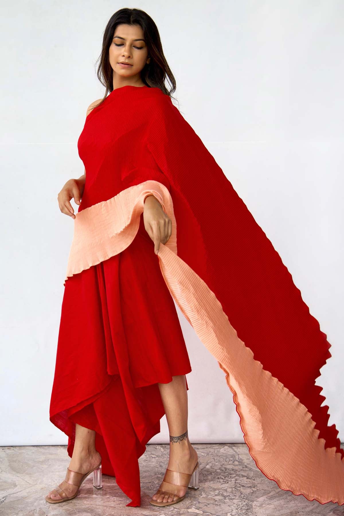 Peach Silk Ready to Wear Saree