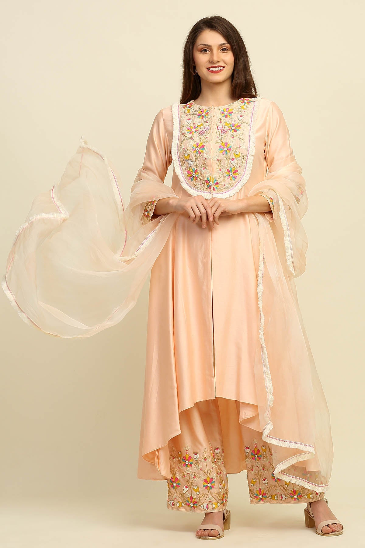 Chanderi High-Low Kurta Set