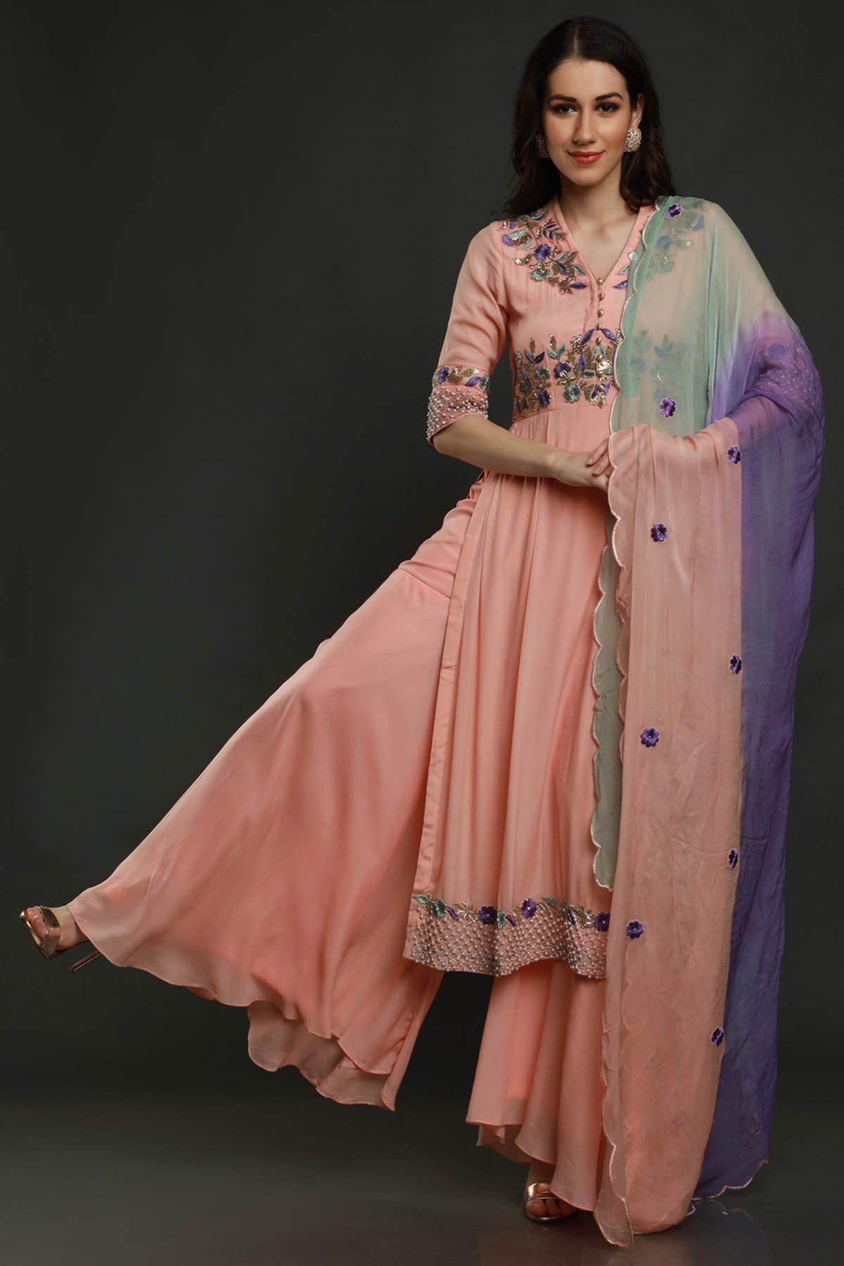 Pearl Beads Kurta Garara Set