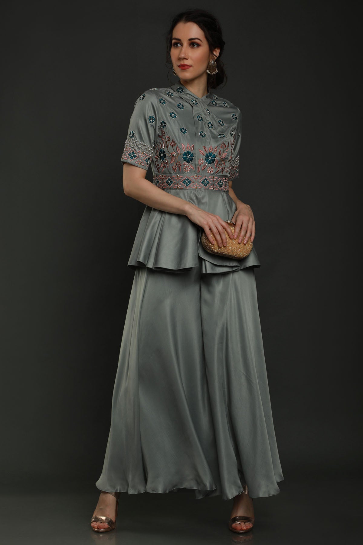 Pearl & Cutdana Peplum Jumpsuit