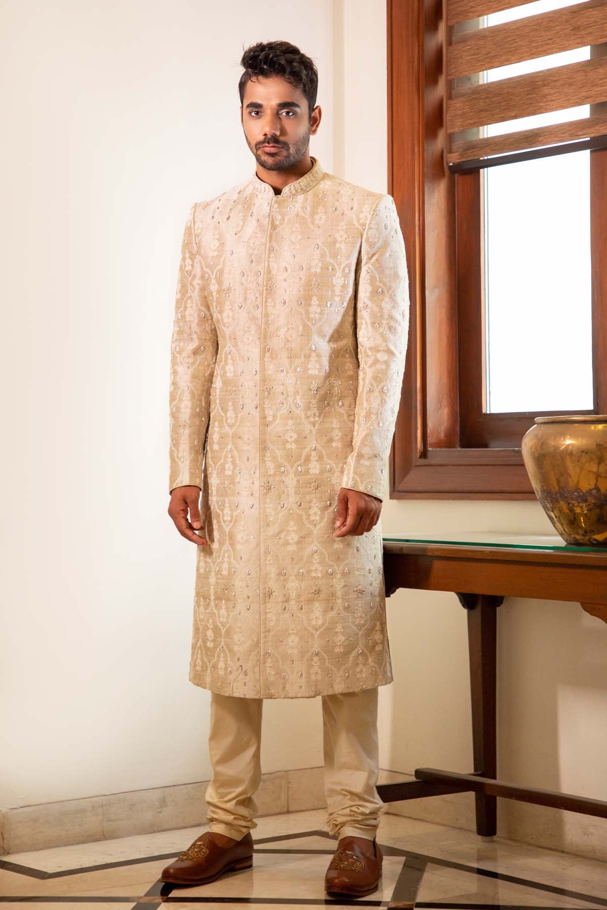 Buy Pearl Embroidered Sherwani Set Online