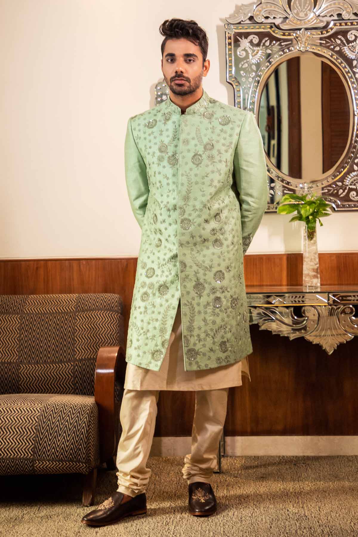 Buy Pearl & Sequined Sherwani Set Online