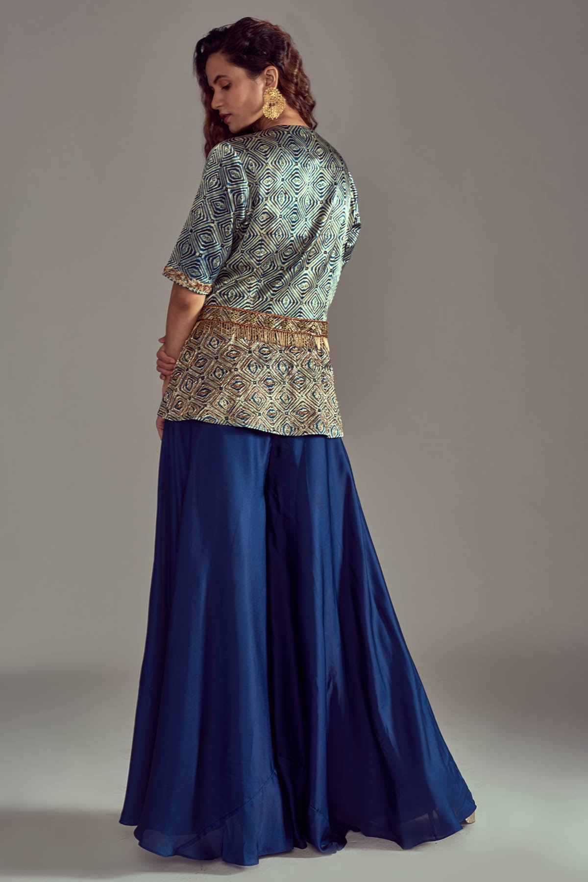 Blue Peplum Top & Pant Set