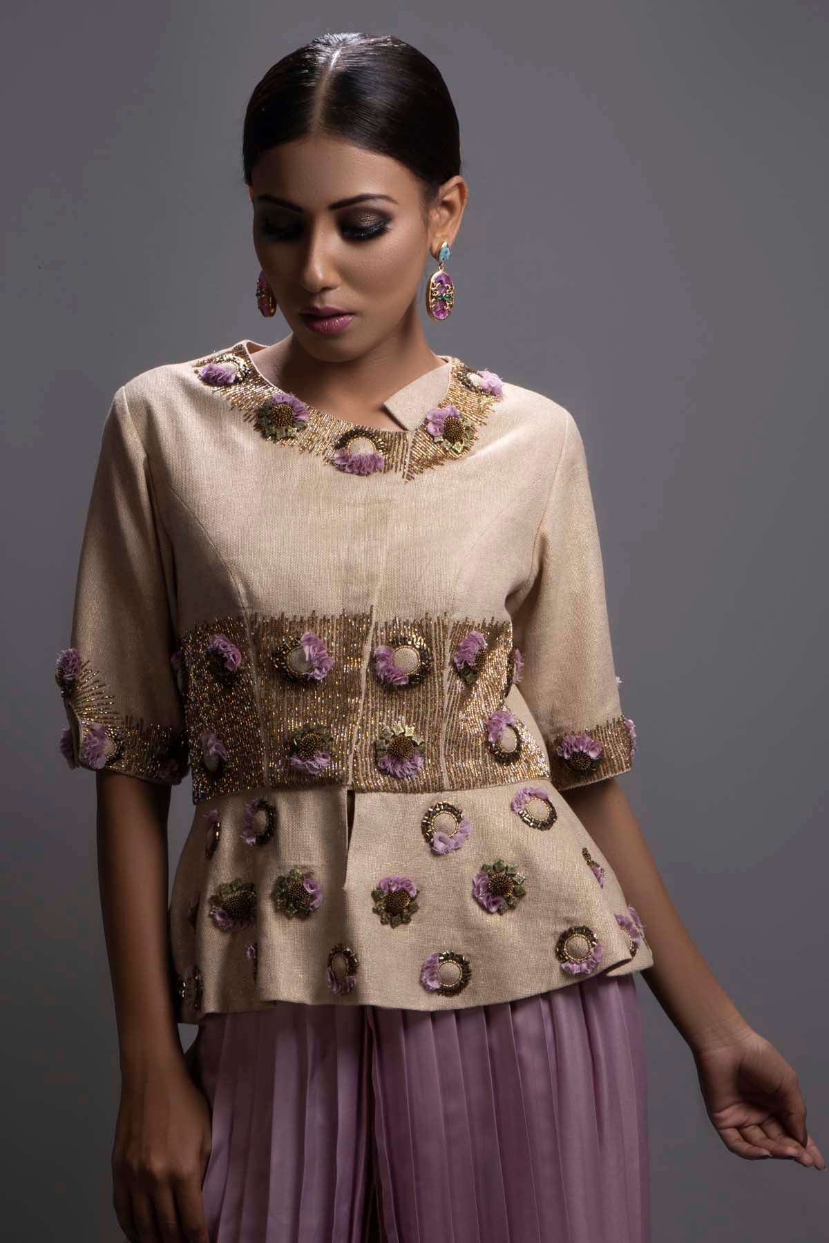 Peplum Top & Pleated Pant Set