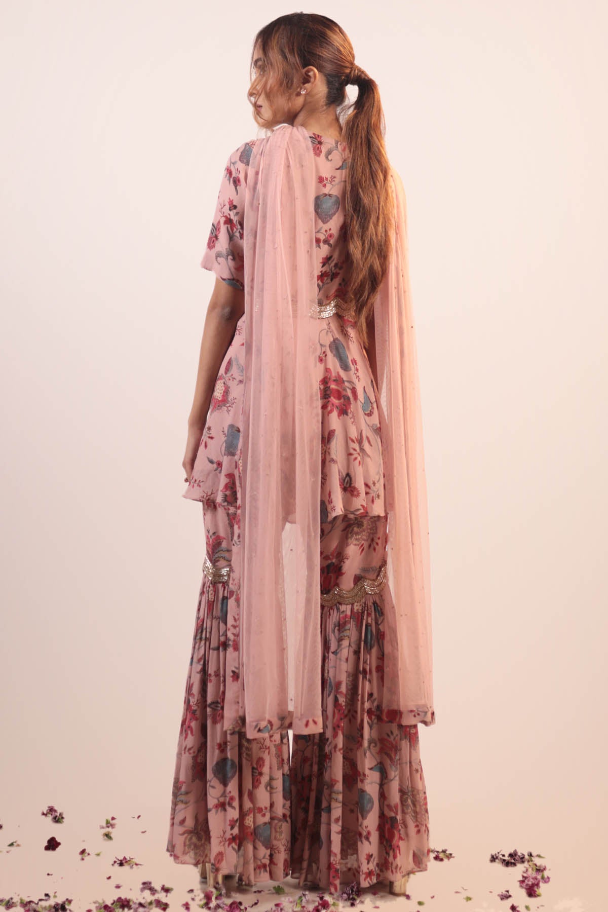 Pink Floral Printed Kurta Set