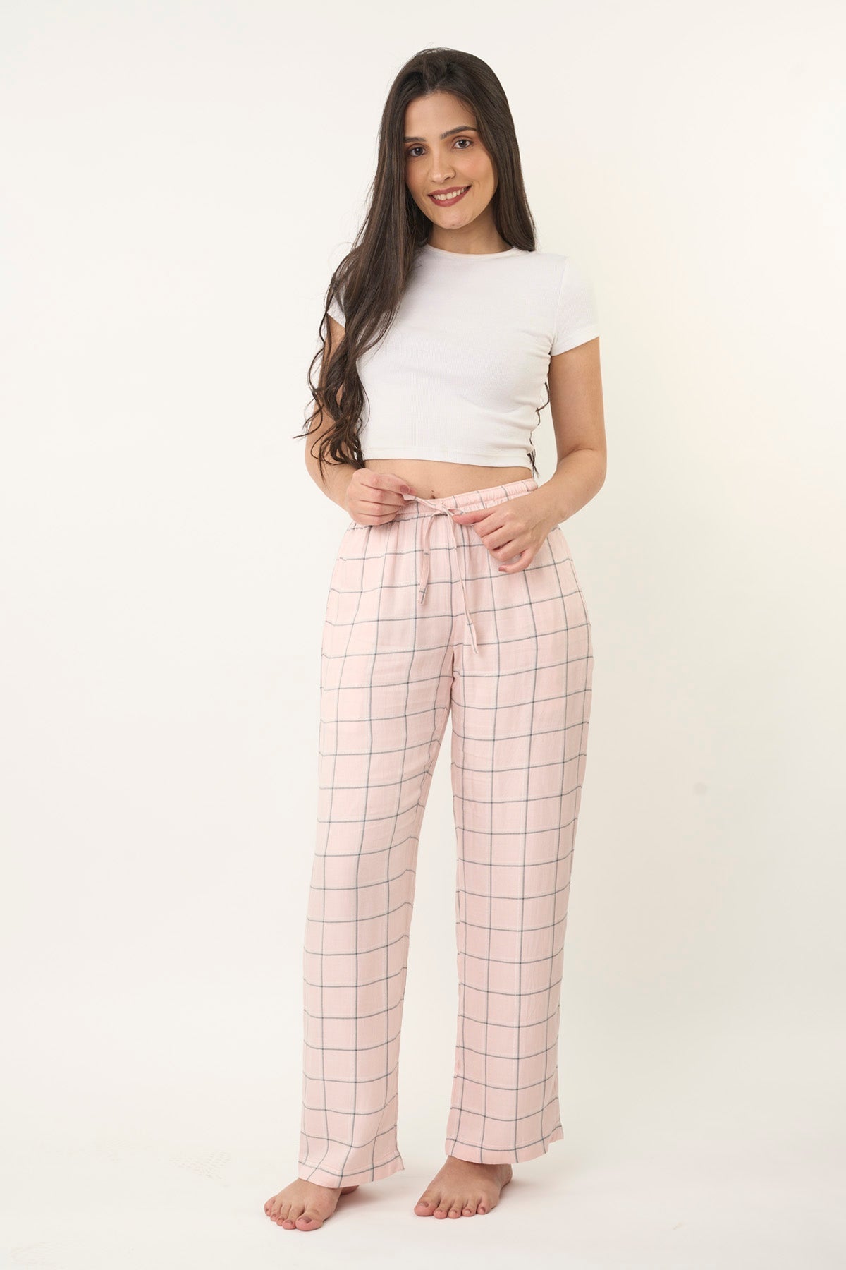 Buy Designer Pink Checkered Pyjama Online