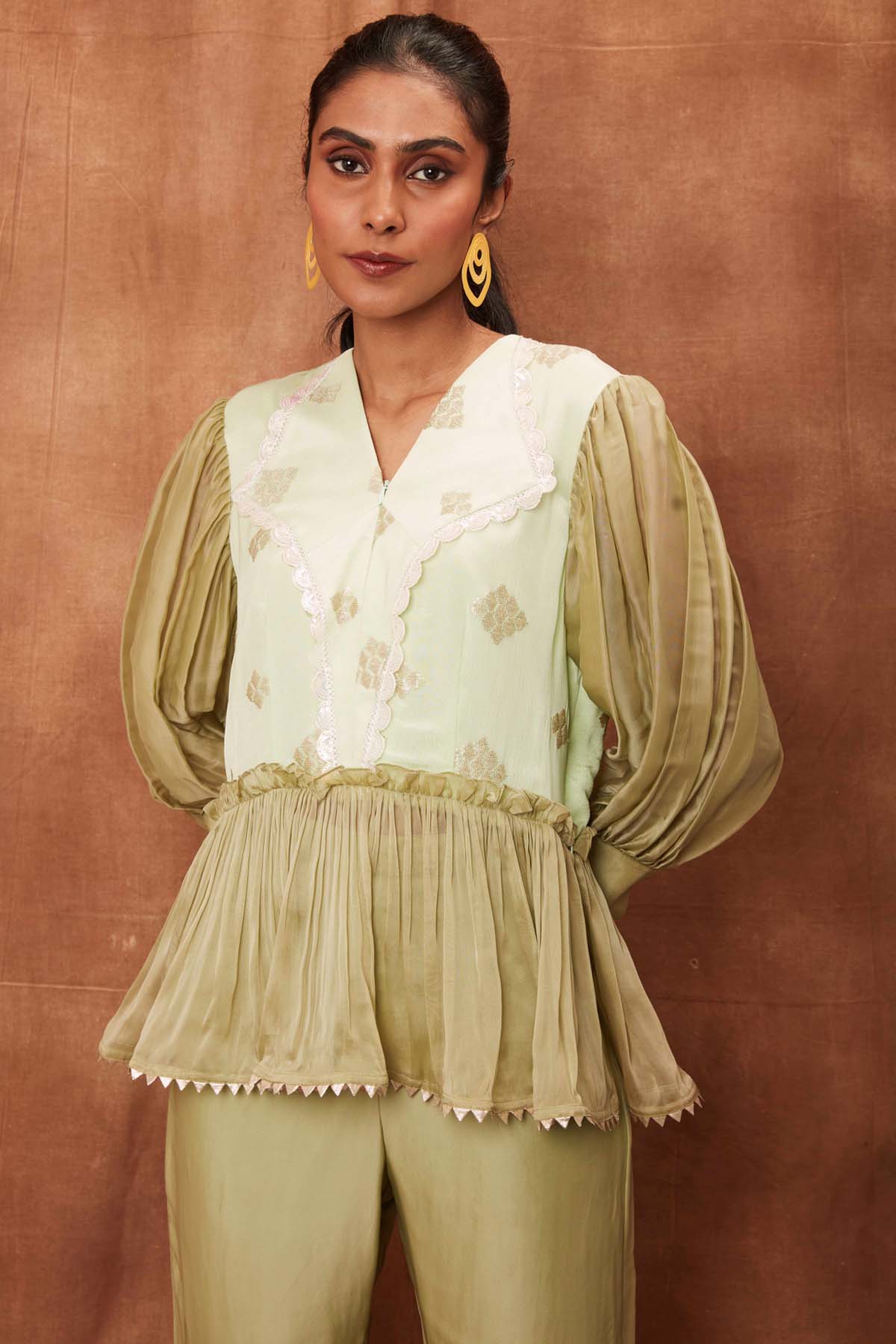 Pista Green Pintuck Top & Pants