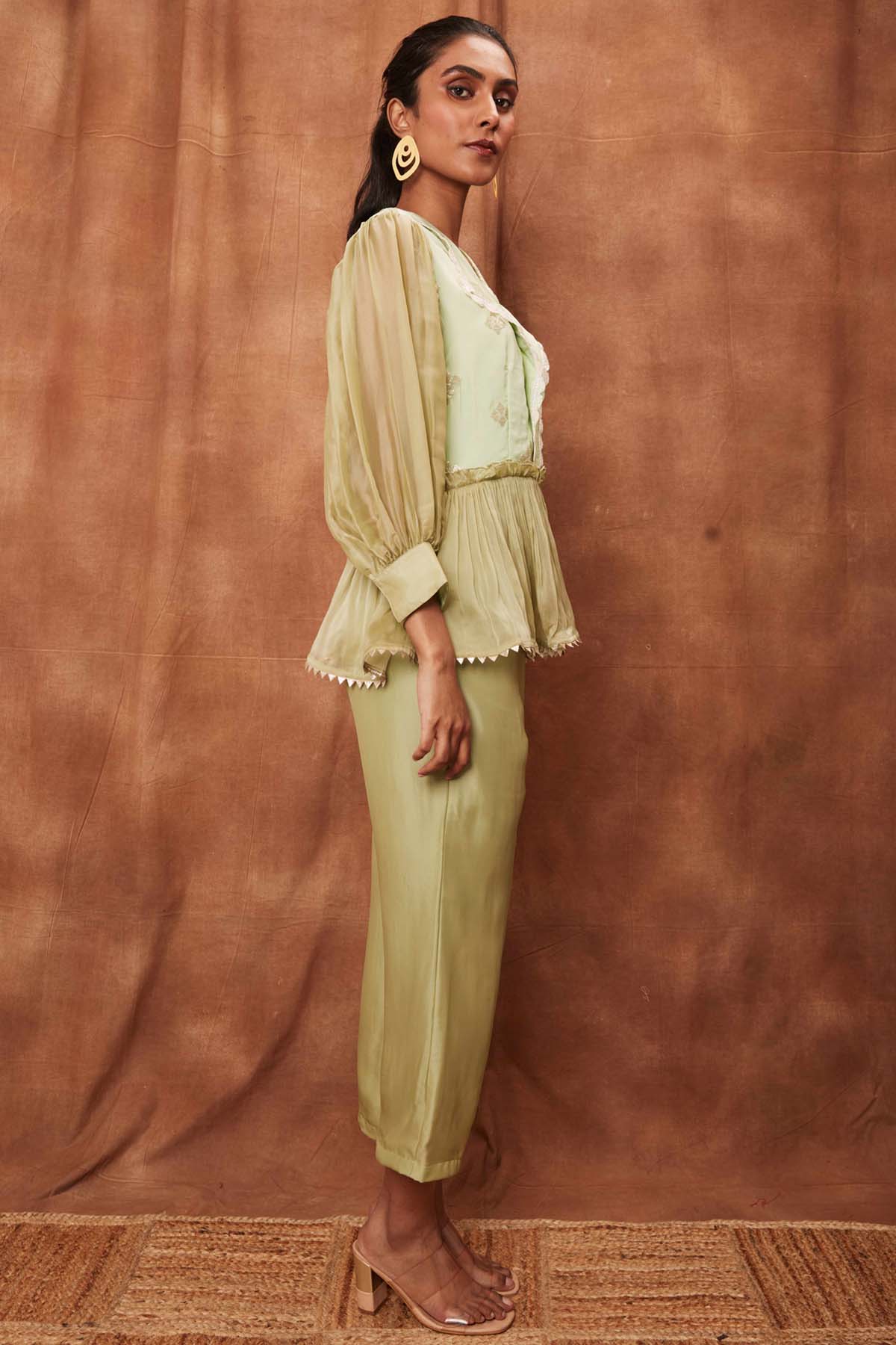 Pista Green Pintuck Top & Pants