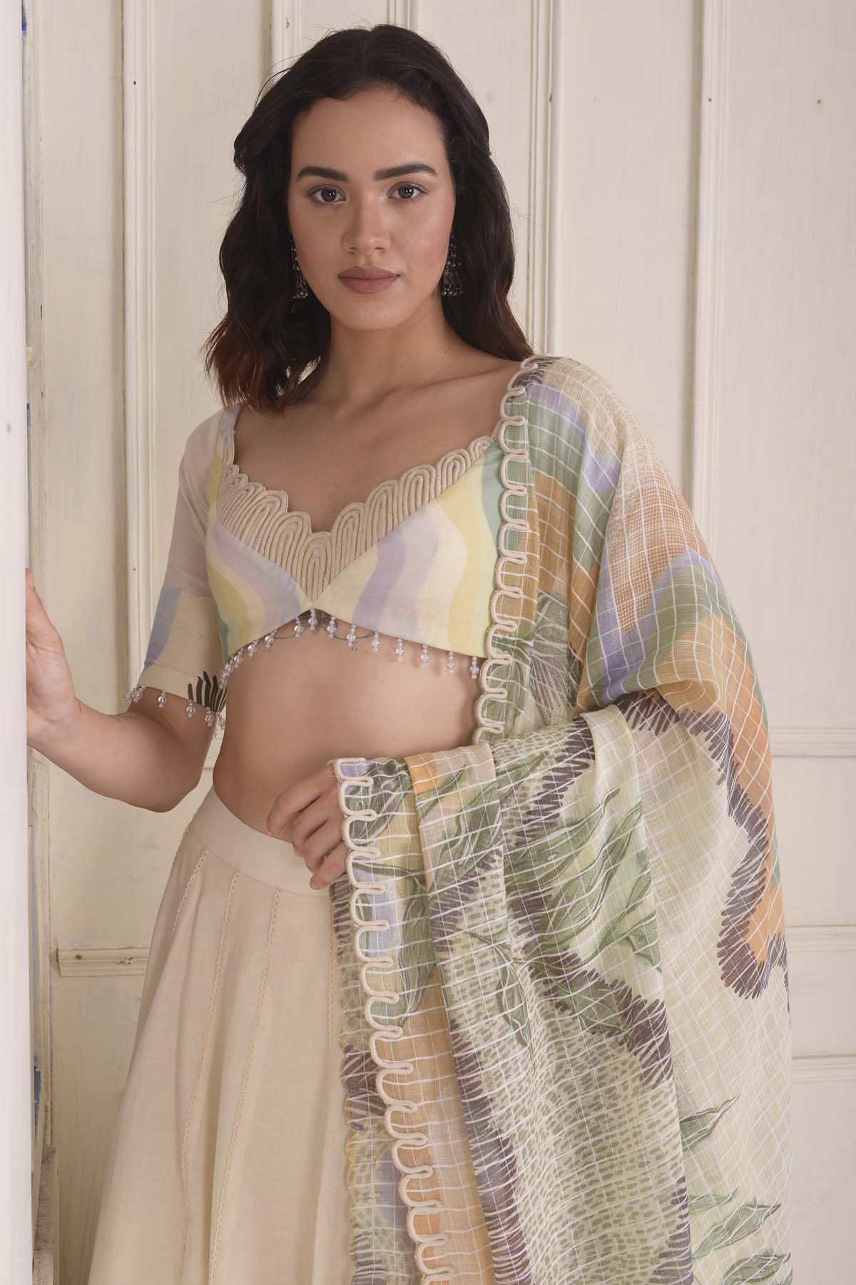 Placement Printed Lehenga Set