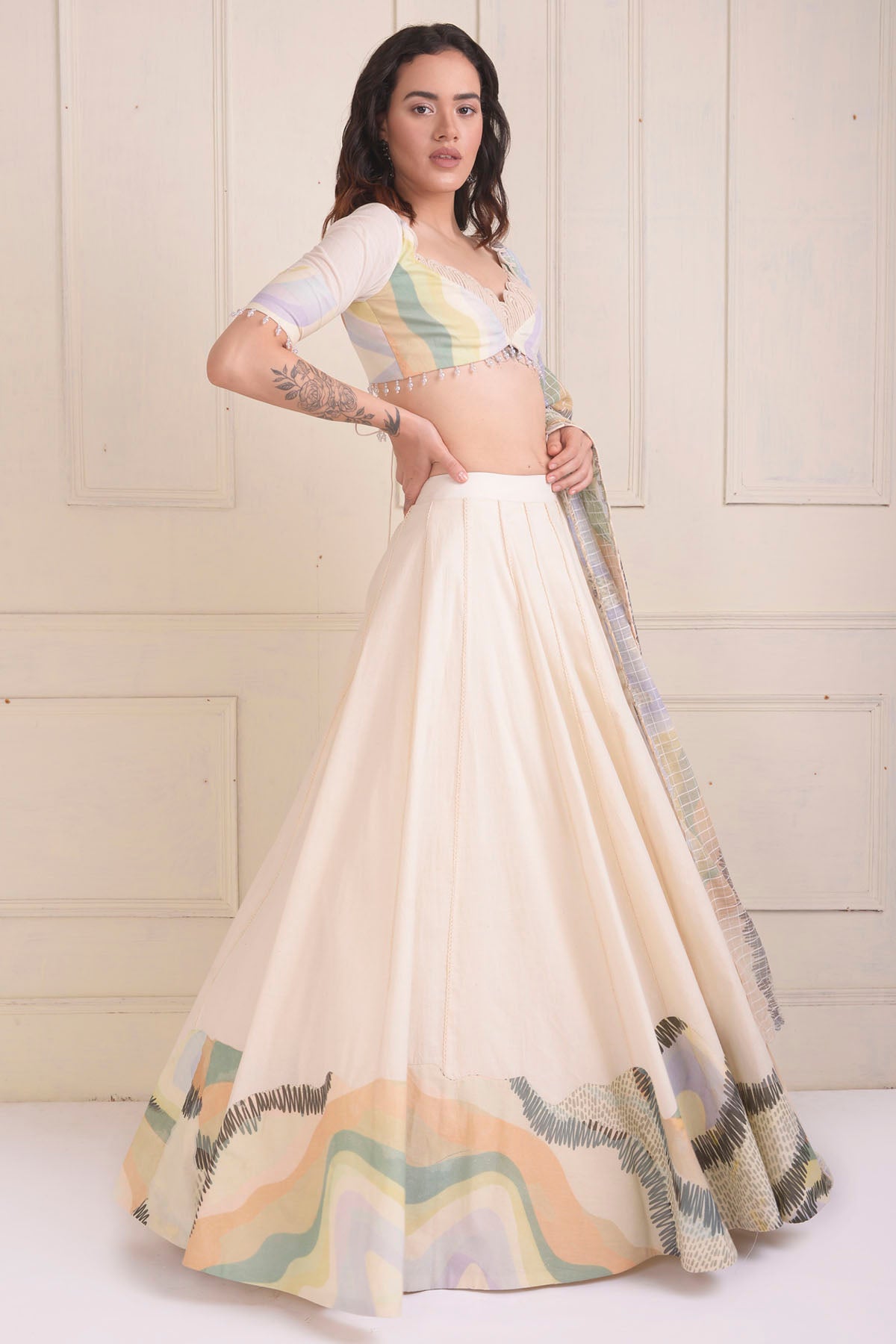 Placement Printed Lehenga Set