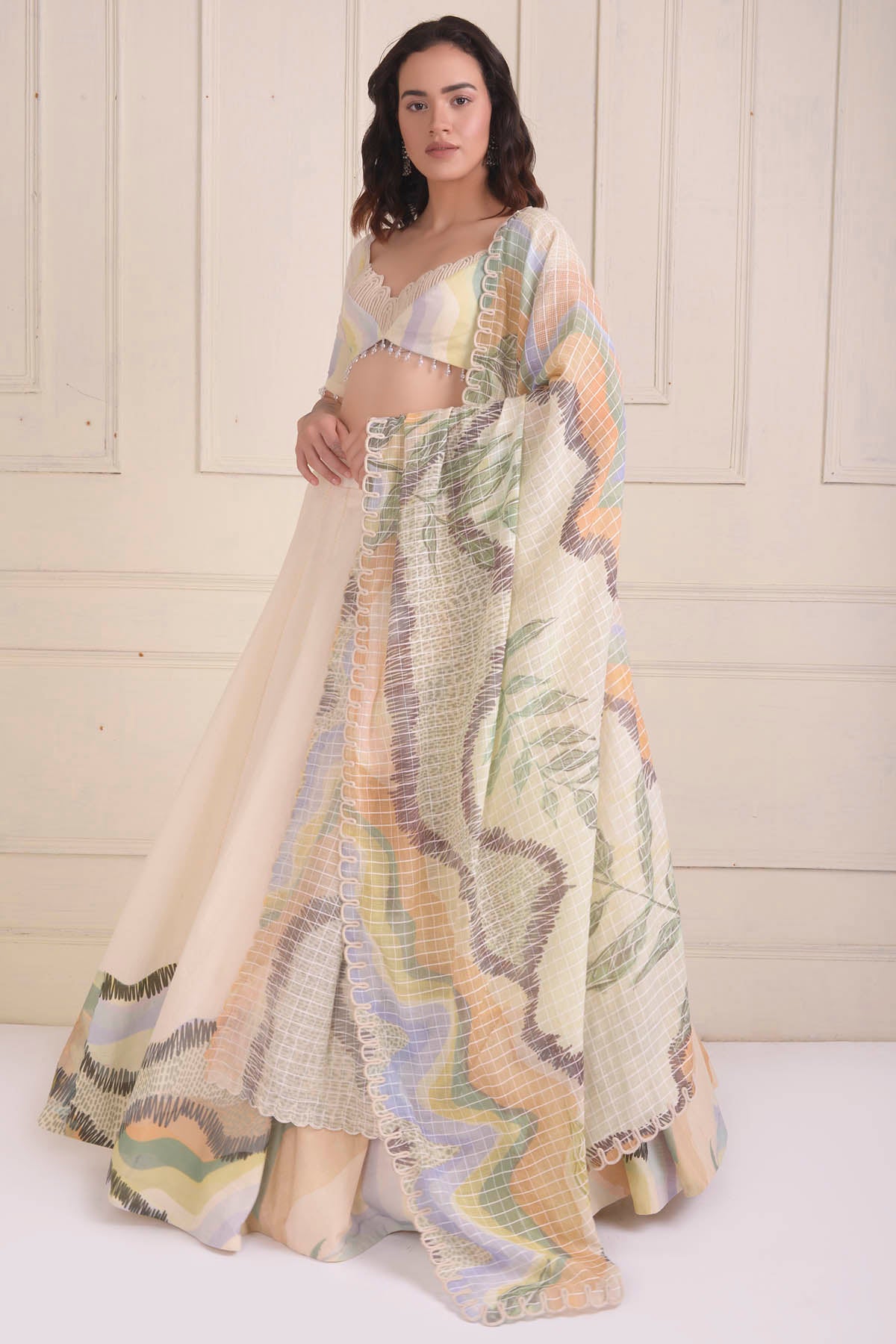 Placement Printed Lehenga Set