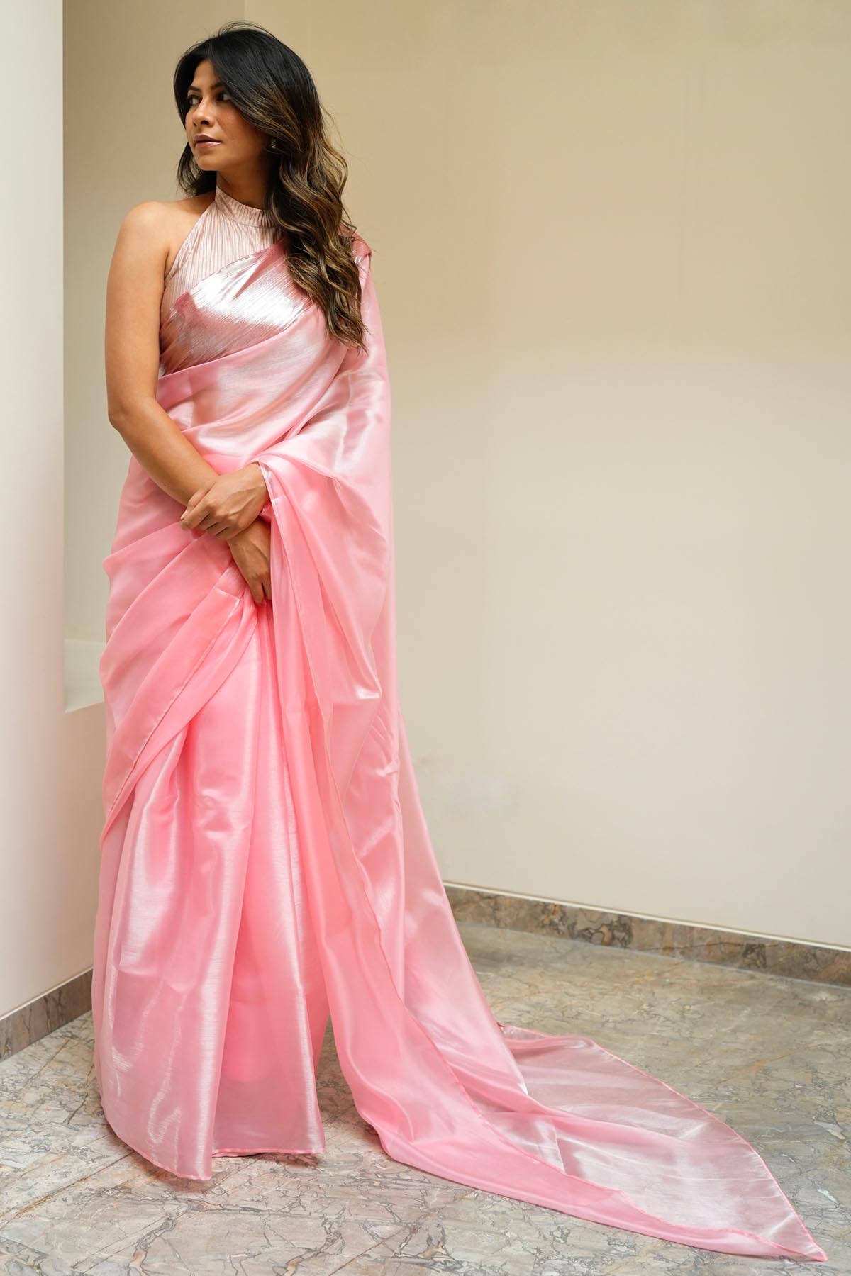 Pleated Gloss Edge Drape Saree