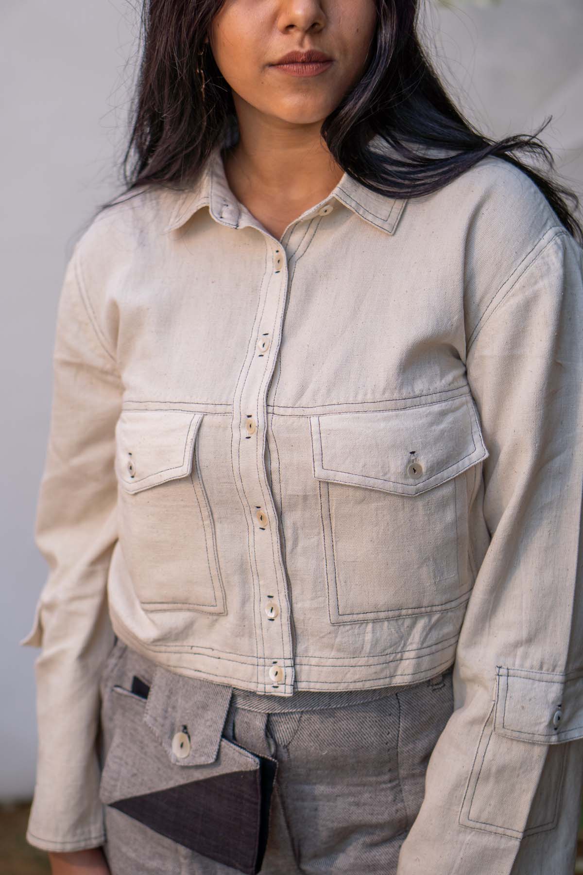 Buy Designer Pockets Adorn Cropped Jacket By Lafaani