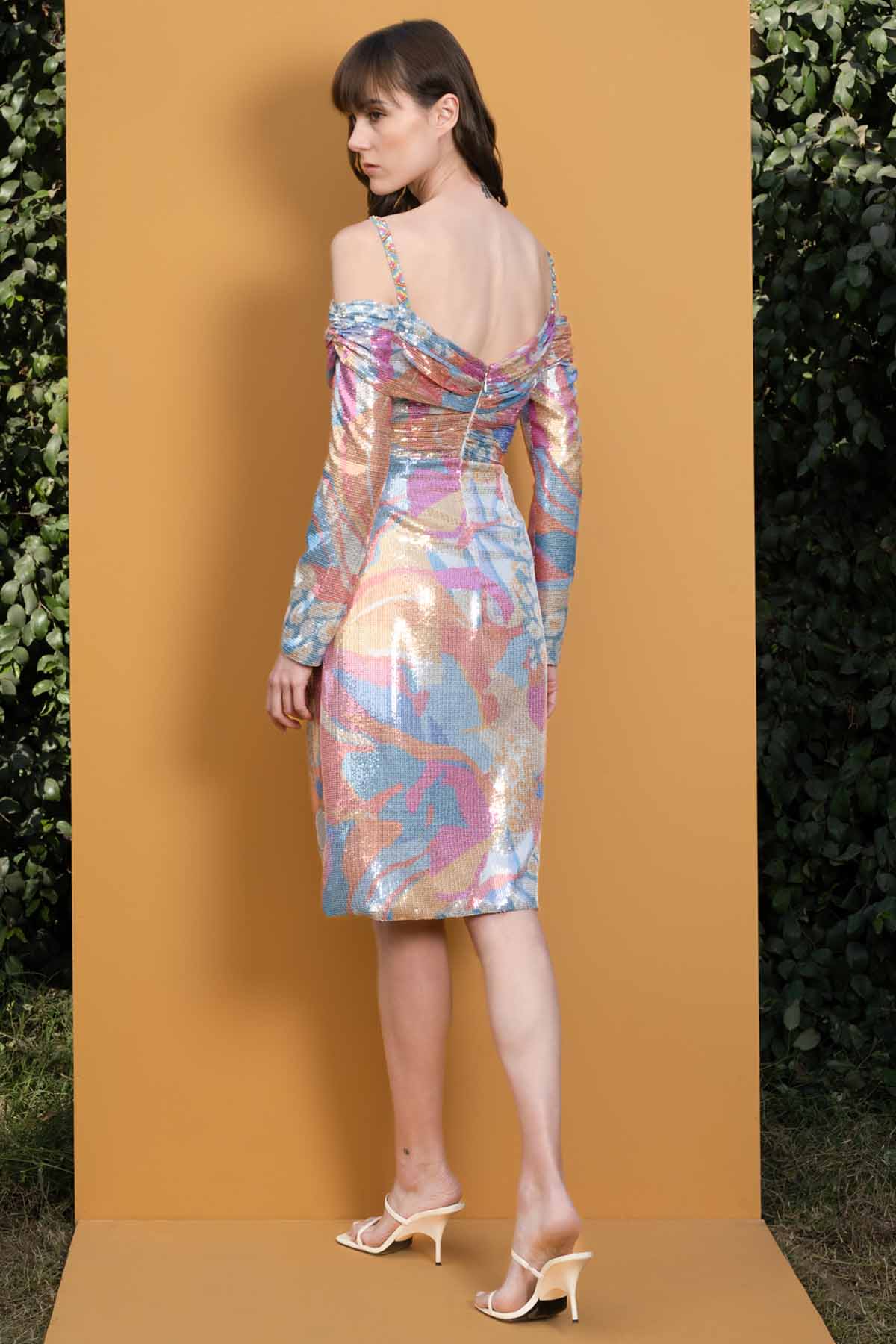 Pop Abstract Draped Sequins Dress