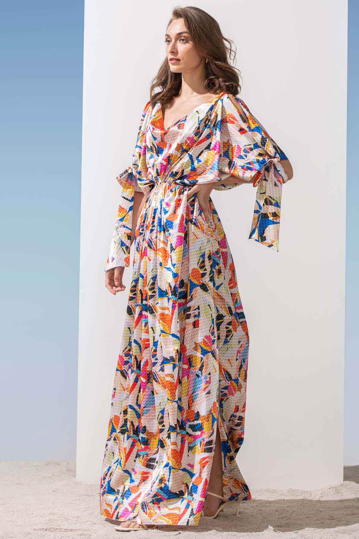 Printed Cowl Neck Kaftan