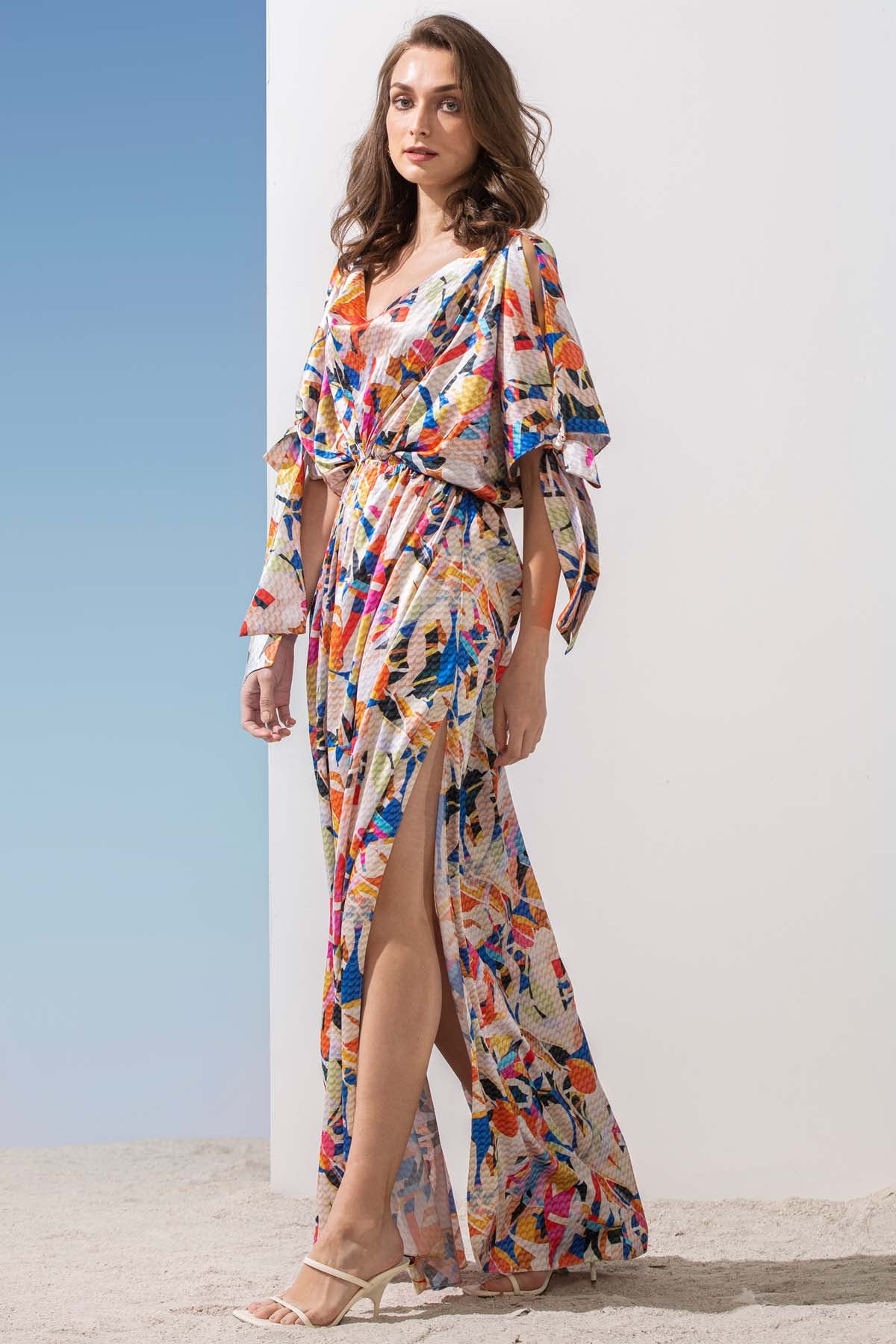 Printed Cowl Neck Kaftan