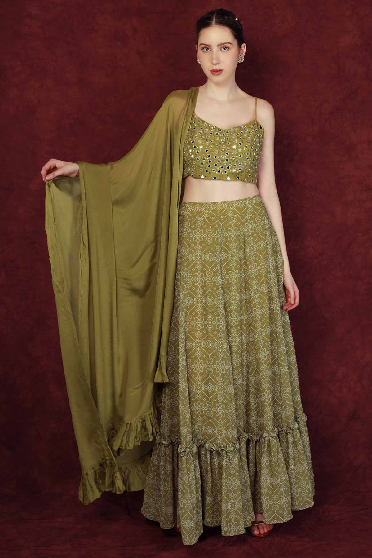 Printed Georgette Lehenga Set