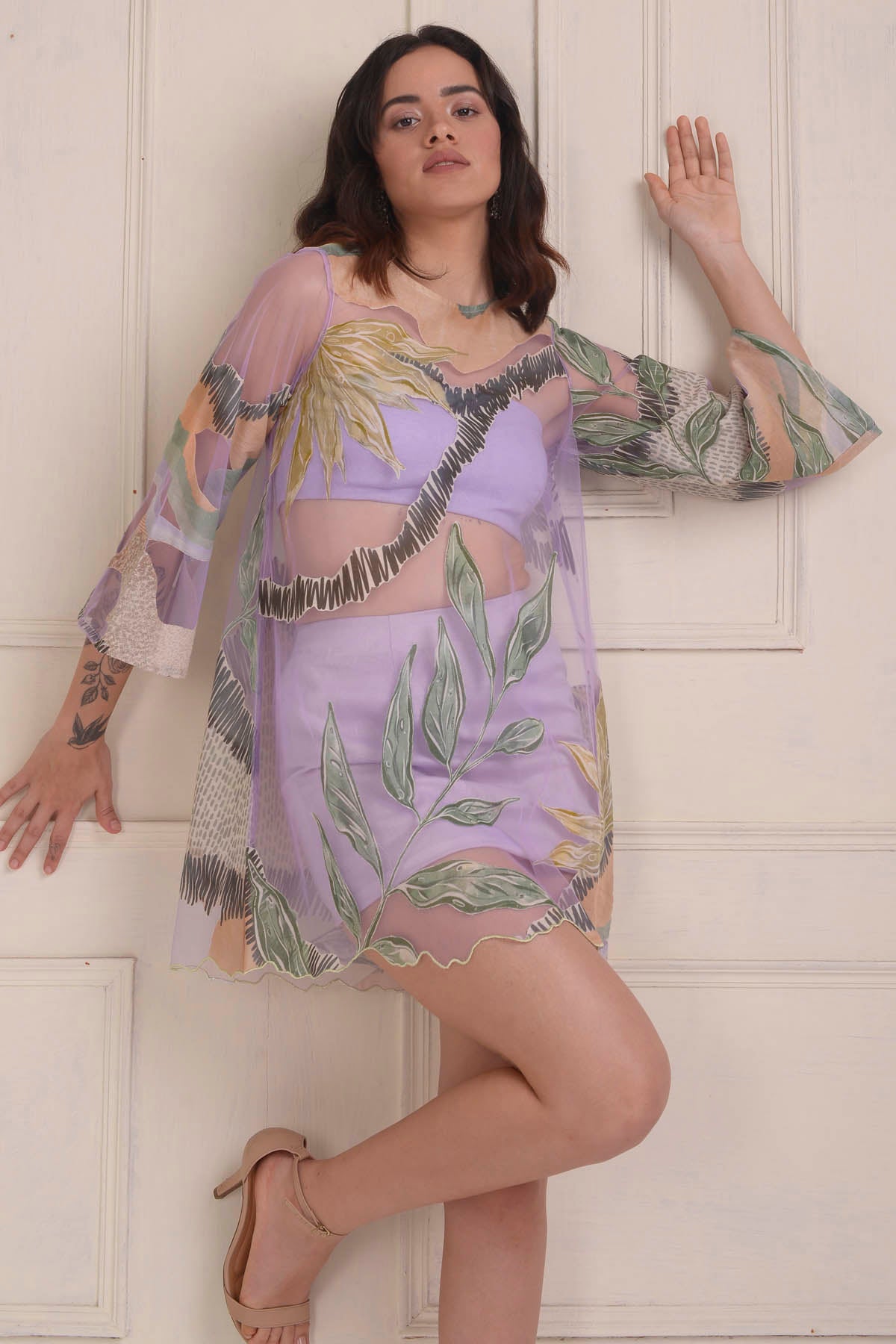 Printed Patchwork Tulle Dress