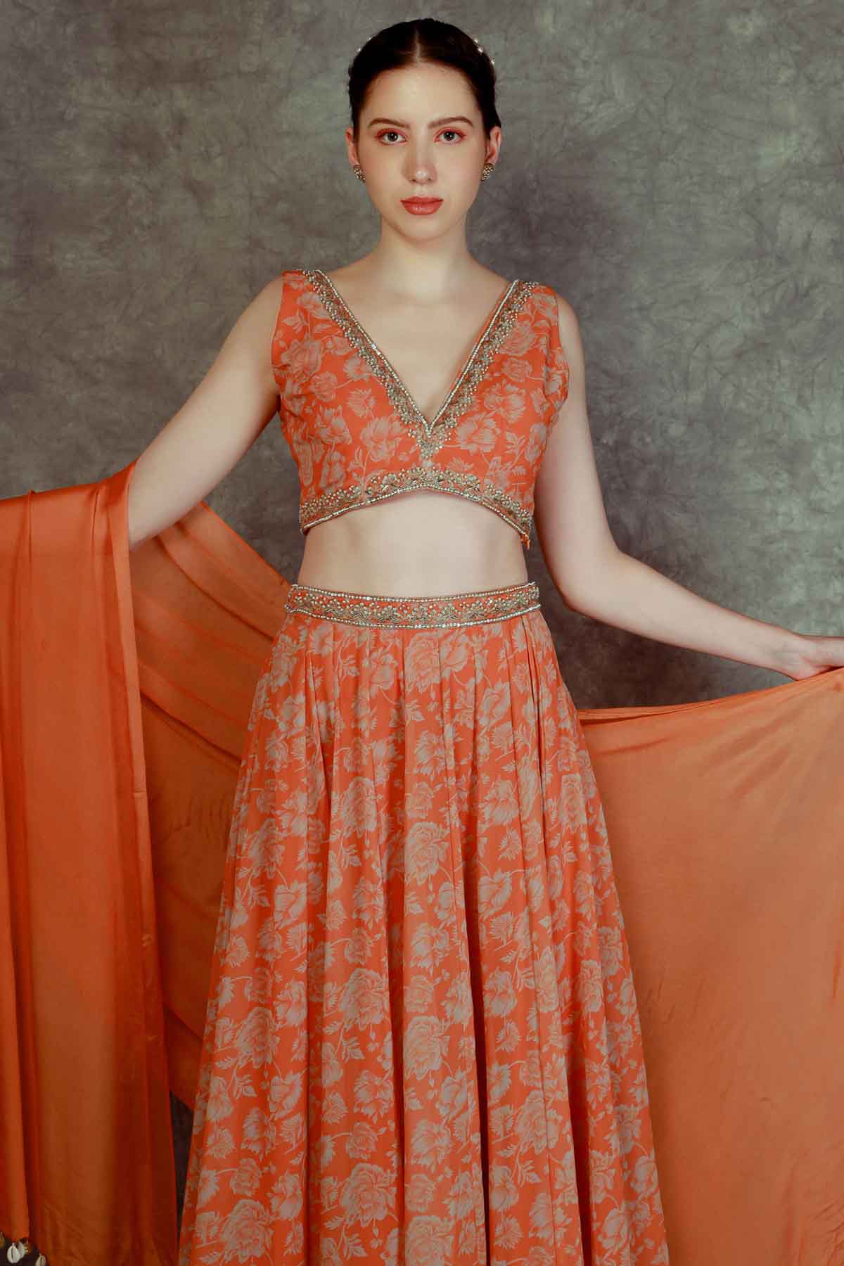 Printed Sequins Lehenga Set