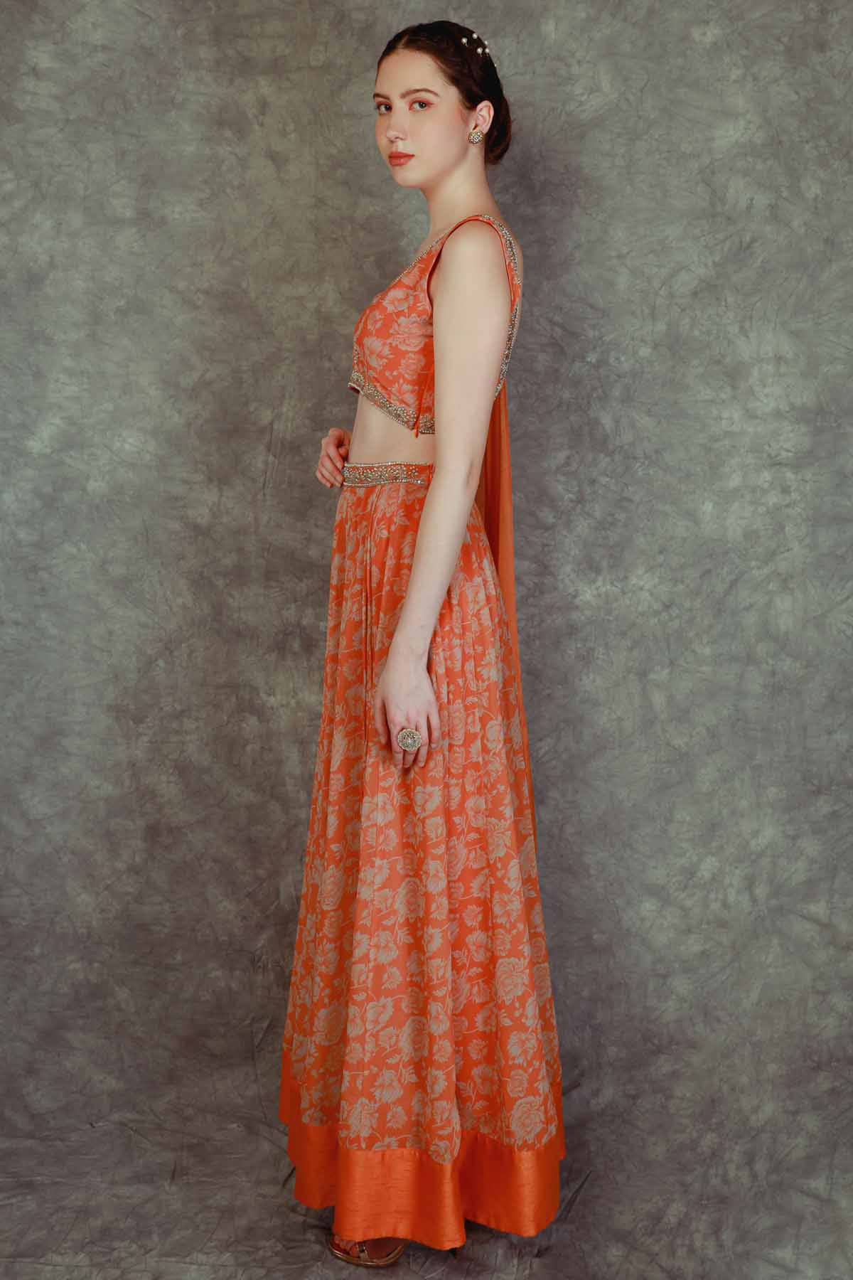 Printed Sequins Lehenga Set